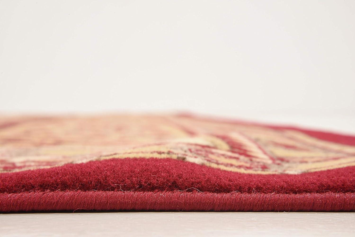 Elegant Medallion 9' x 12' Synthetic Area Rug in Red, Black, and Cream