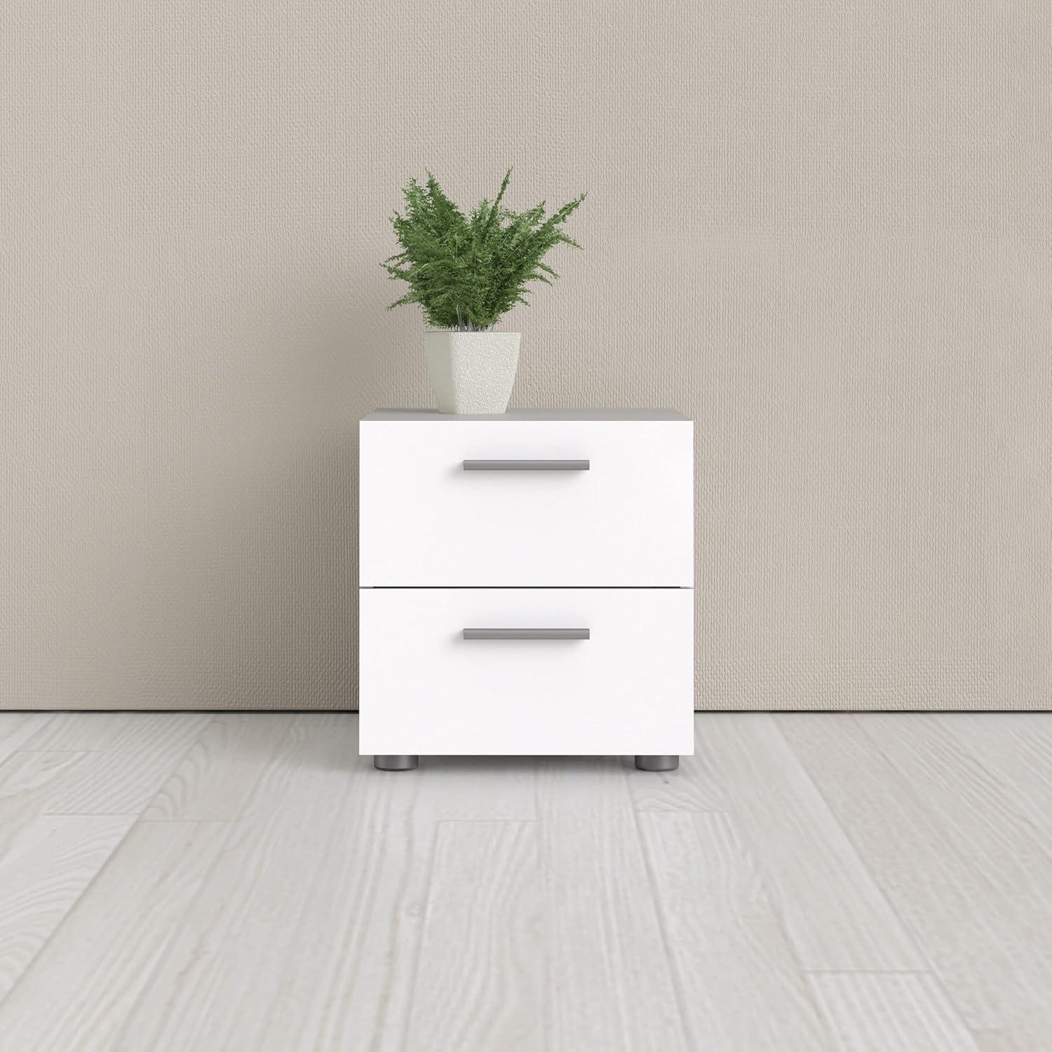 Truffle Transitional 2-Drawer Nightstand with Metal Accents