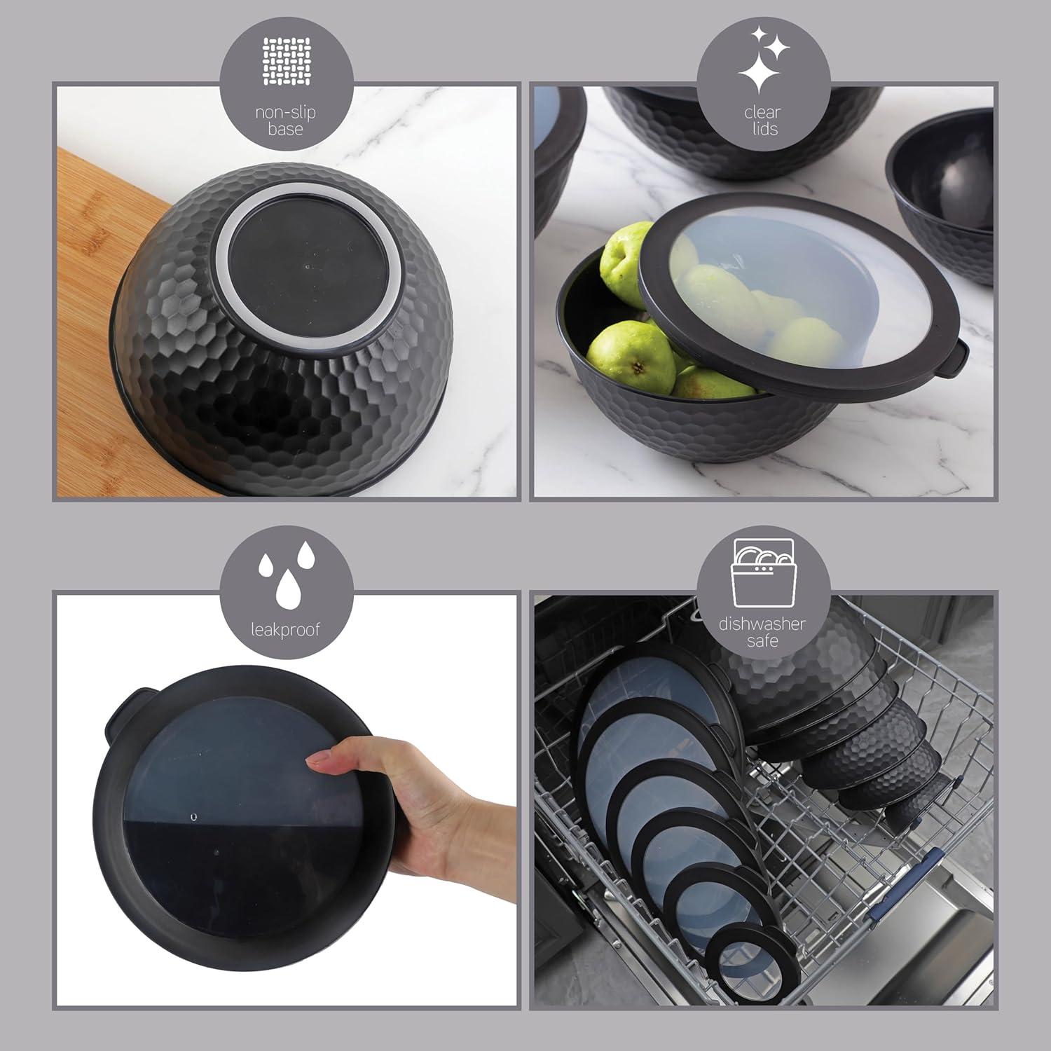 WRIWON 12 Piece Nesting Bowls Set includes 6 Prep Bowls and 6 Lids