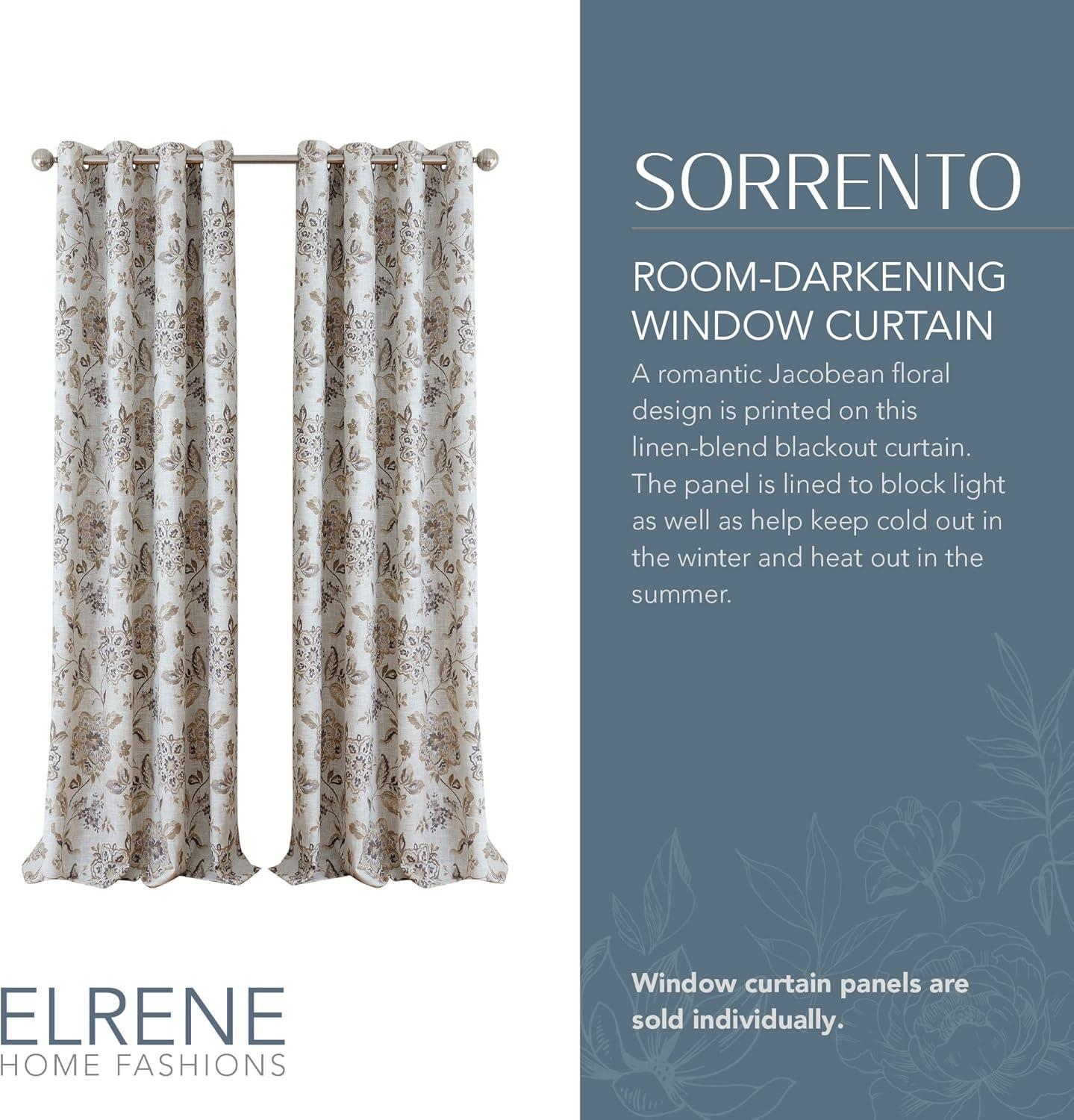 Elrene  Sorrento Floral Window Curtain Panel Natural 52" W X 95" L 95 Inches