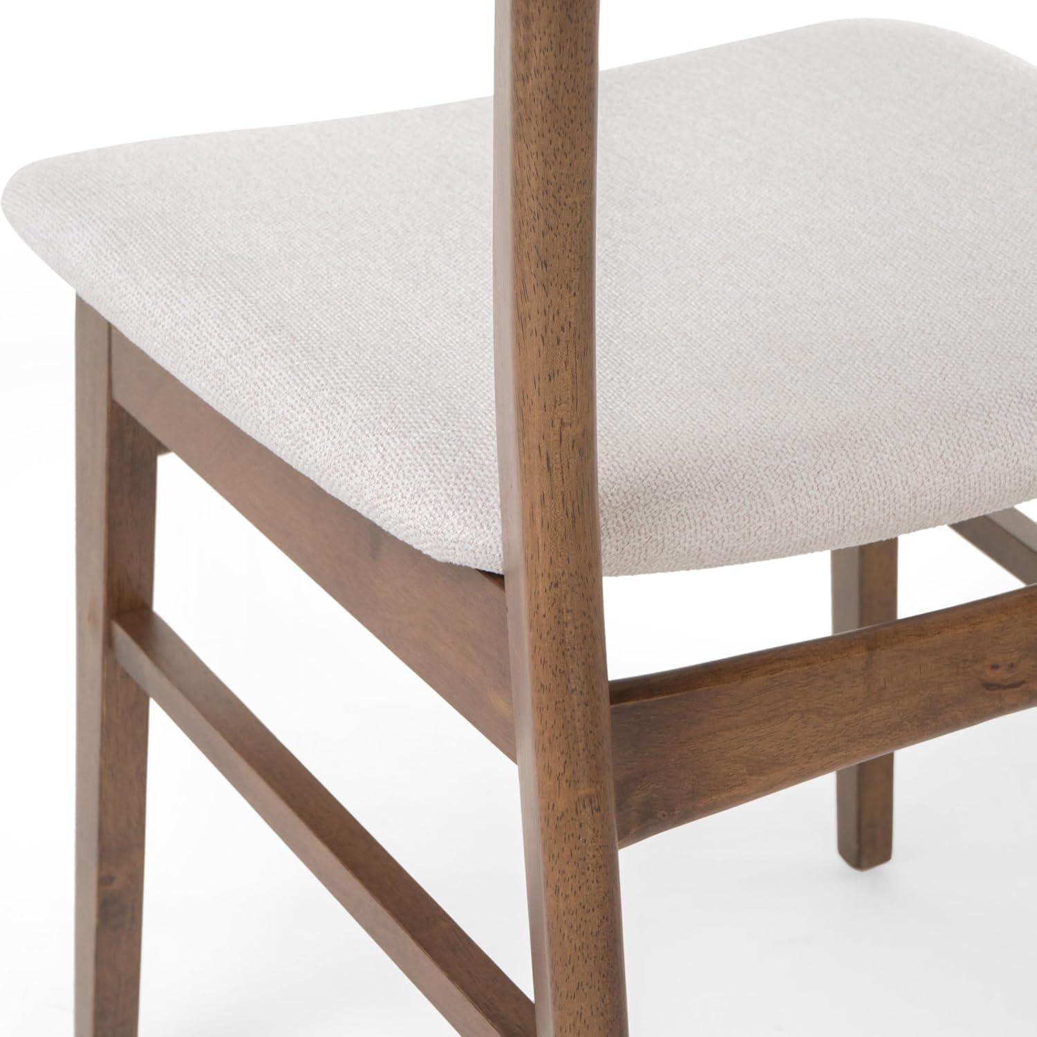 Christopher Knight Home Set of 2 Lucious Dining Chair Light Beige/Walnut: Upholstered, Rubberwood Legs, Scandinavian Style