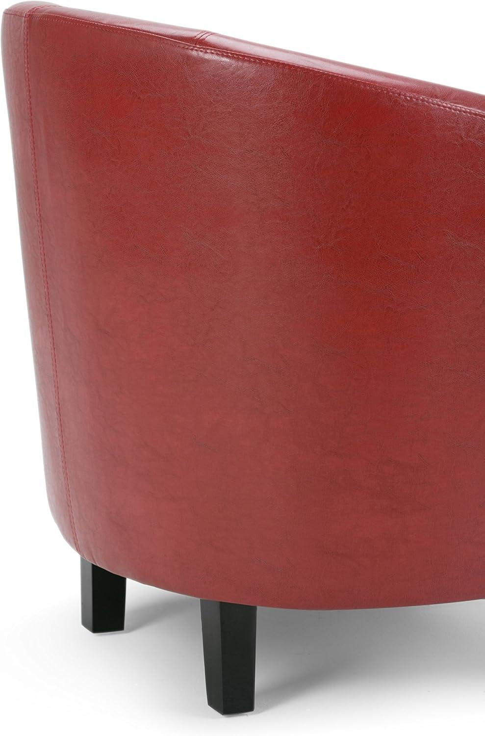 Simpli Home Austin 30"W Upholstered Vegan Faux Leather Contemporary Tub Accent Chair with High Arms and Deep Seat