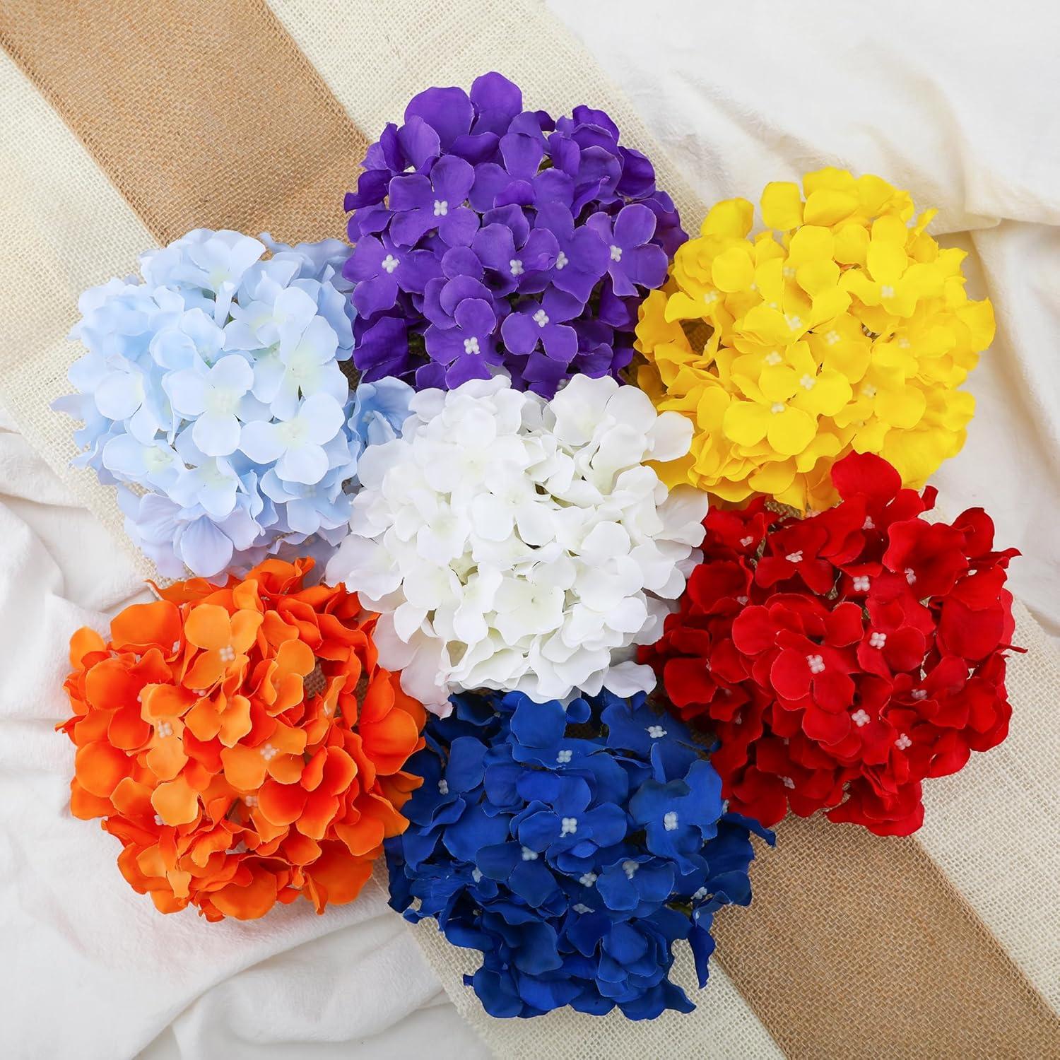 TITOUMI Hydrangea Silk Flowers Heads Blush Pack of 10 Full Hydrangea Flowers Artificial with Stems for Wedding Home Party Shop Baby Shower Décor