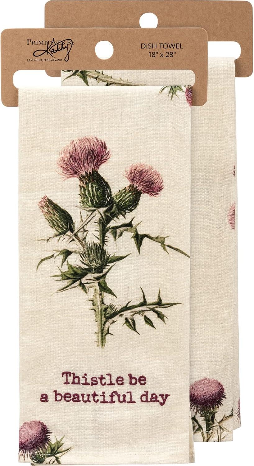 Primitives by Kathy 112011 Kitchen Towel Thistle Be A Beautiful Day, 28-inch, Cotton Linen