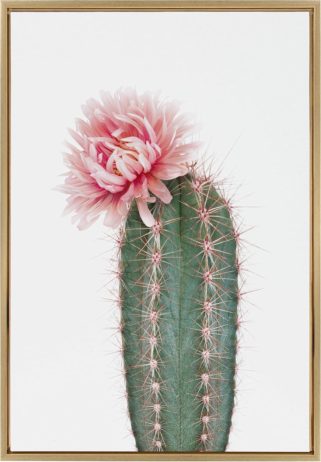 Pink Cactus Flower Framed Canvas Wall Art