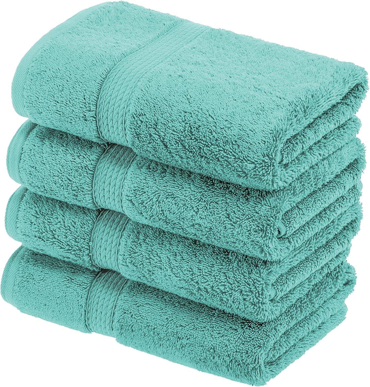 Turquoise Egyptian Cotton Hand Towel Set of 4