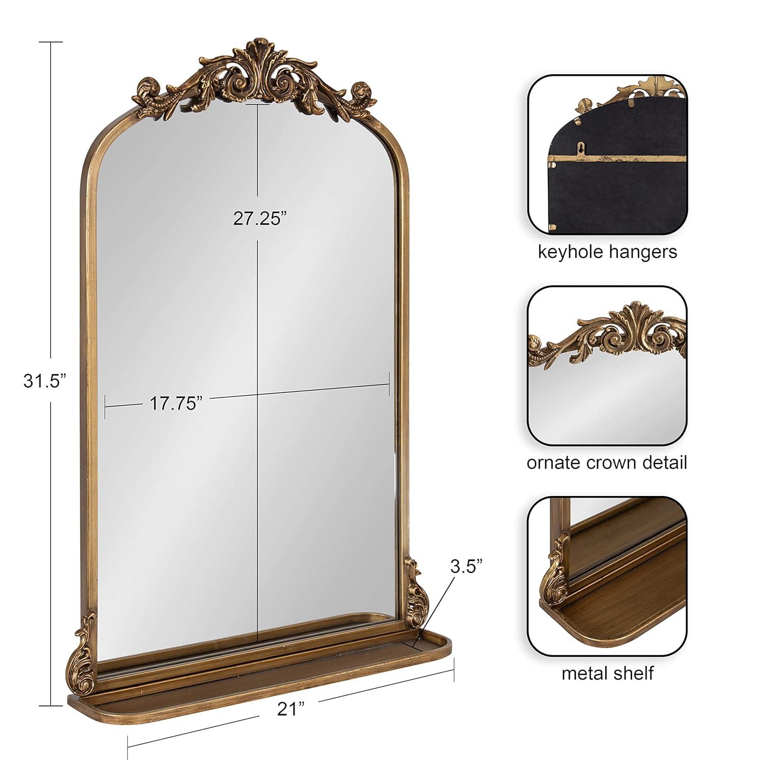 Kate and Laurel Arendahl Functional Mirror with Shelf - Gold, 21x32