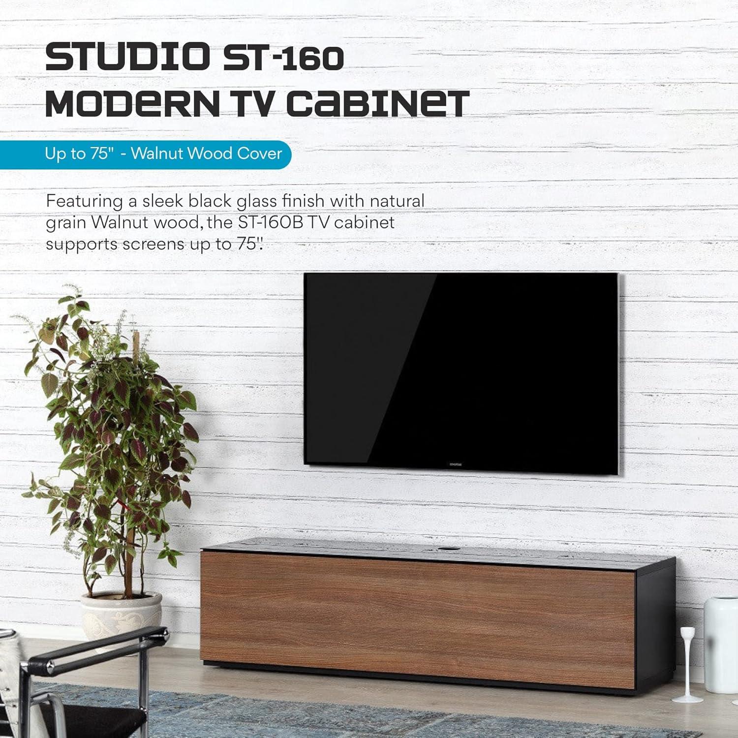 Sonorous Studio ST-160B TV Stand sizes up to 70 - Black (Walnut Cover)