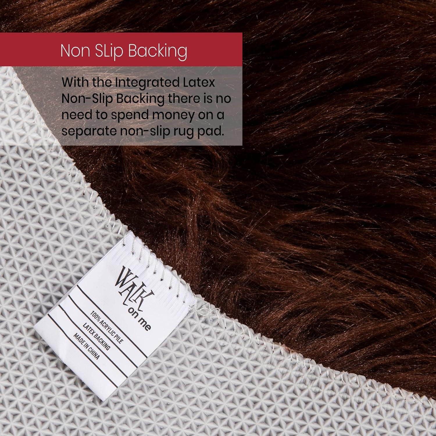 Diller Dark Brown Faux Fur Machine Washable Shag Fluffy Area Rug