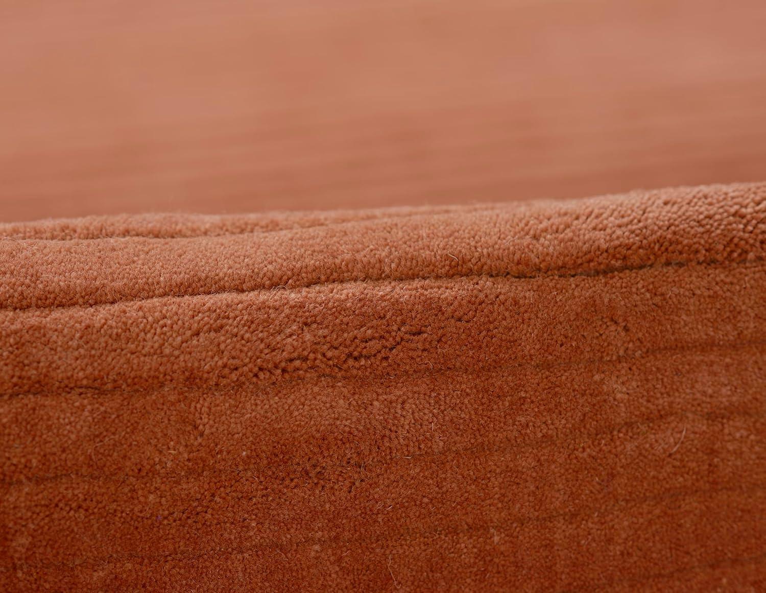 Momeni 5'x8' Asher Solid Handloomed Area Rug Rust: Wool, Medium Pile, Handmade, Indoor Use, Cotton Backing