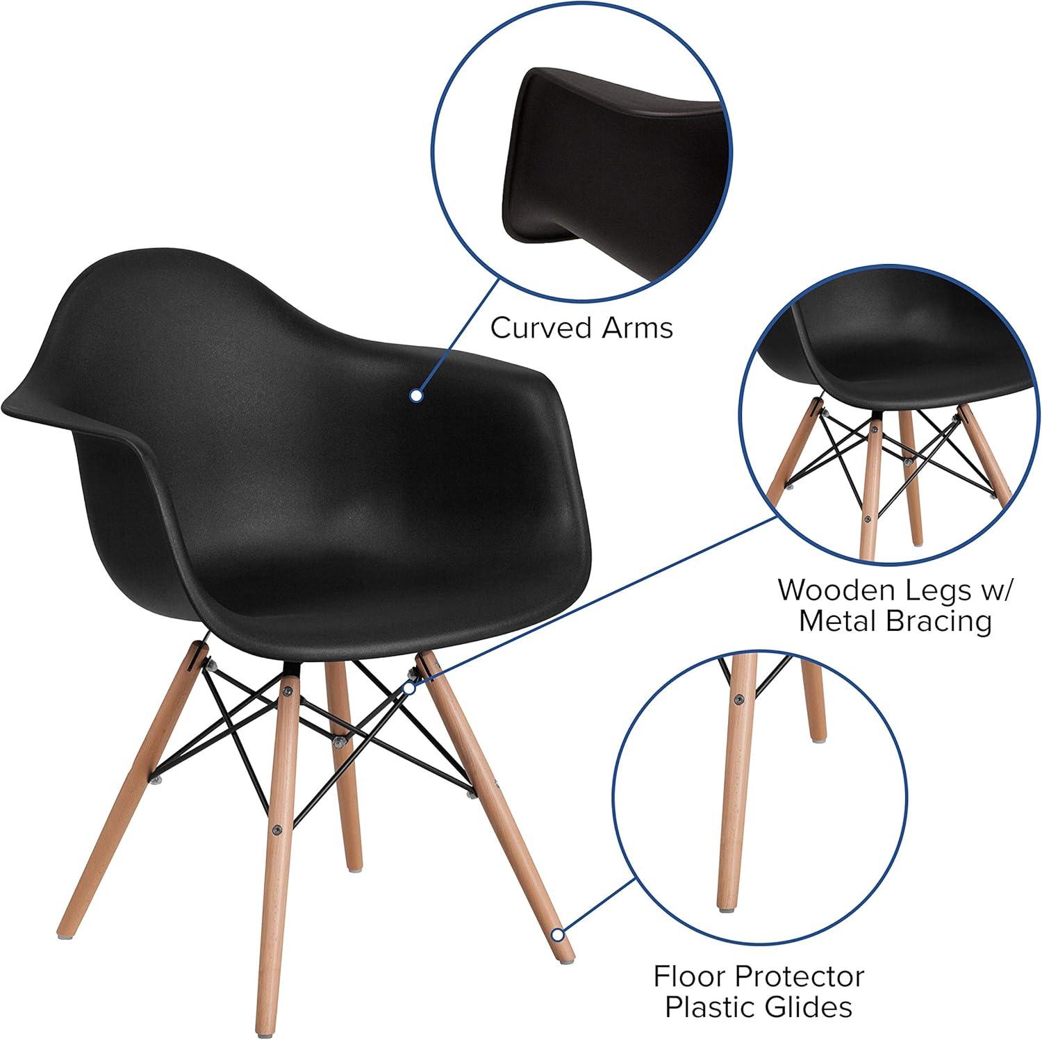 Flash Furniture Alonza Series Plastic Chair with Arms and Wooden Legs