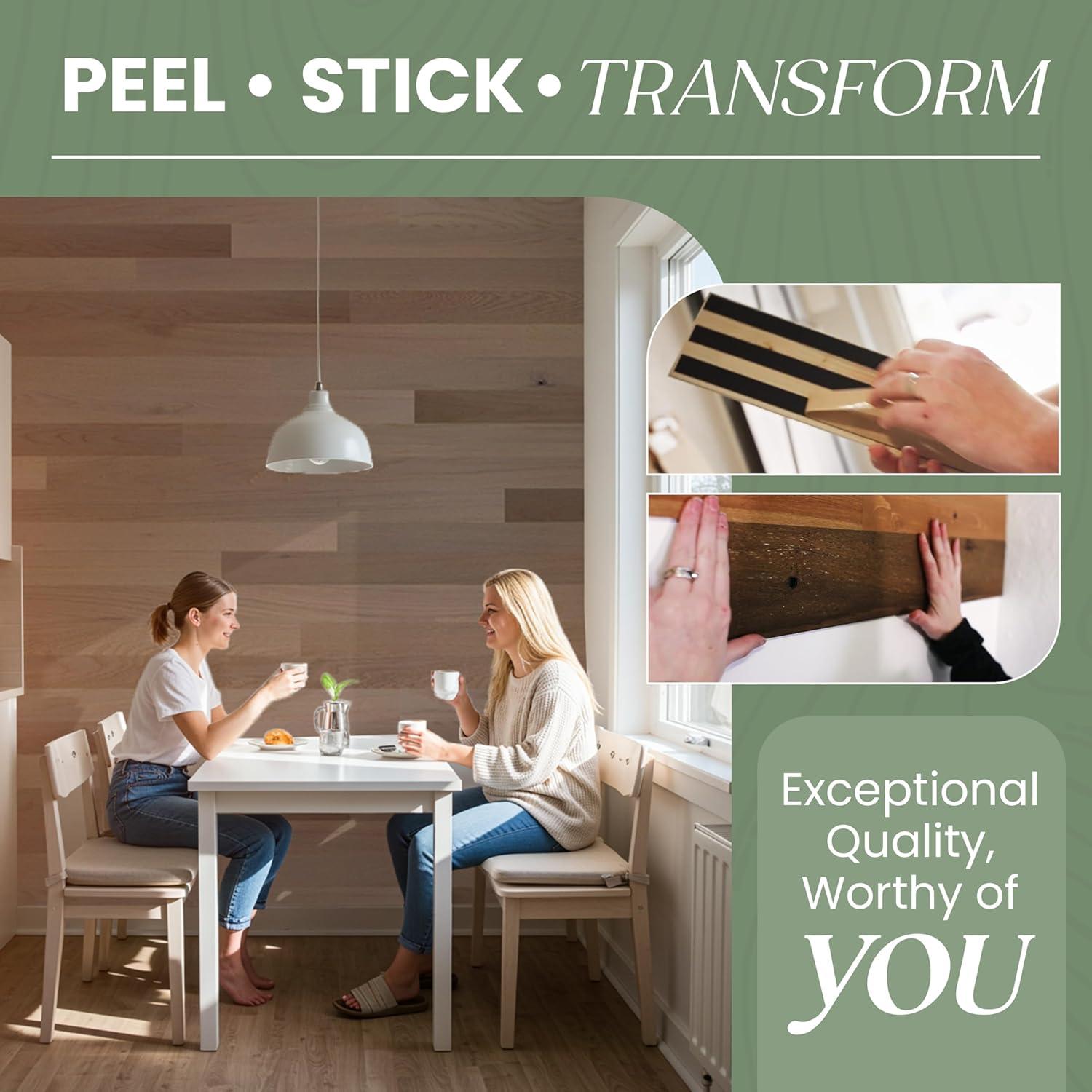 TIMBERCHiC 100% Wood Wall Planks - Made in USA - Peel-and-Stick Wall Panels for Interior Decor - Premium Smooth Finish - DIY Adhesive Wall Panels, Slate (4" x 20 Sq Ft)