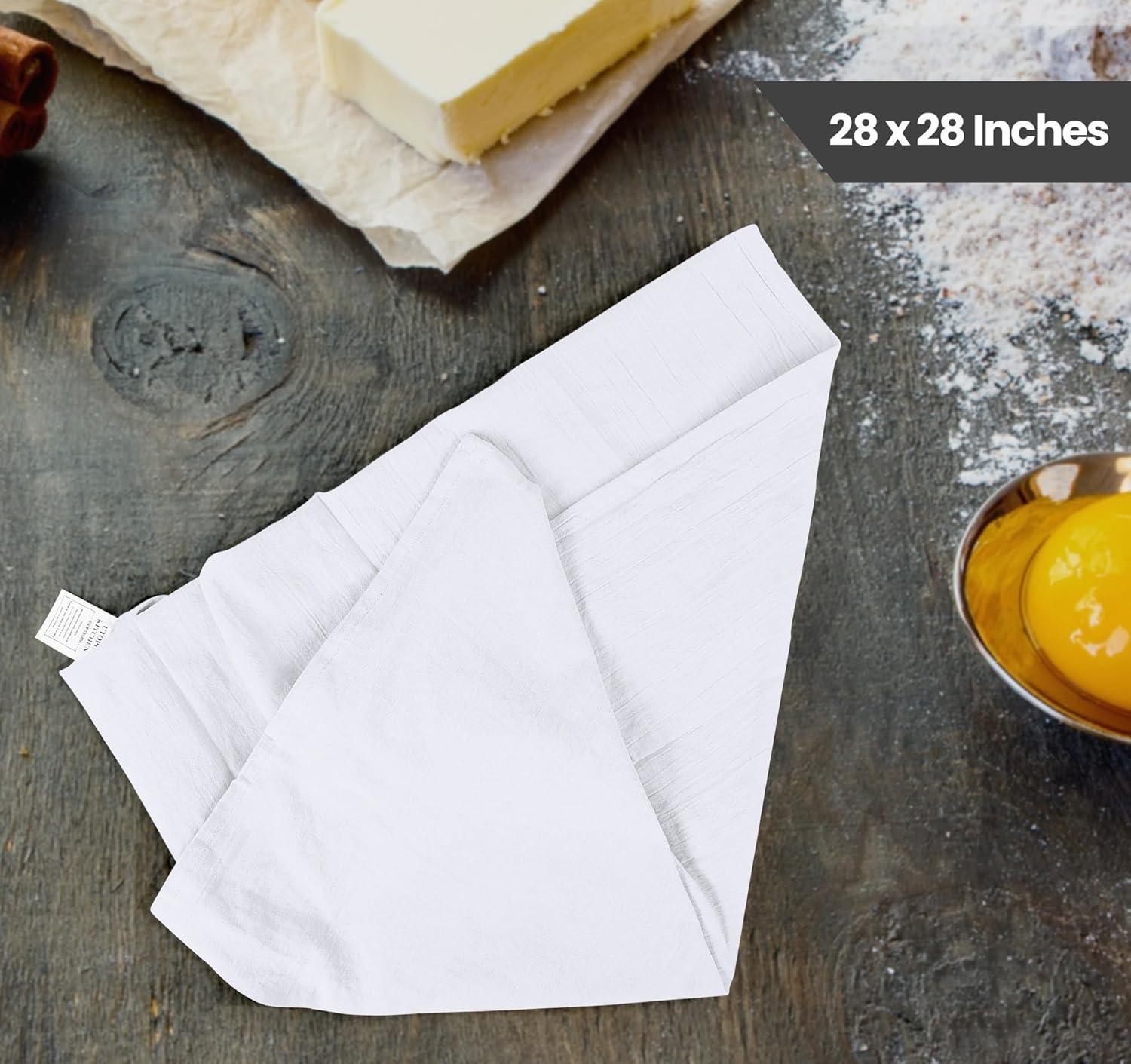 Utopia Kitchen [12 Pack - 28 x 28 Inches White Flour Sack Towels 100% Cotton Tea Towels for Cleaning & Drying - Highly Absorbent Kitchen Dish Towels C43