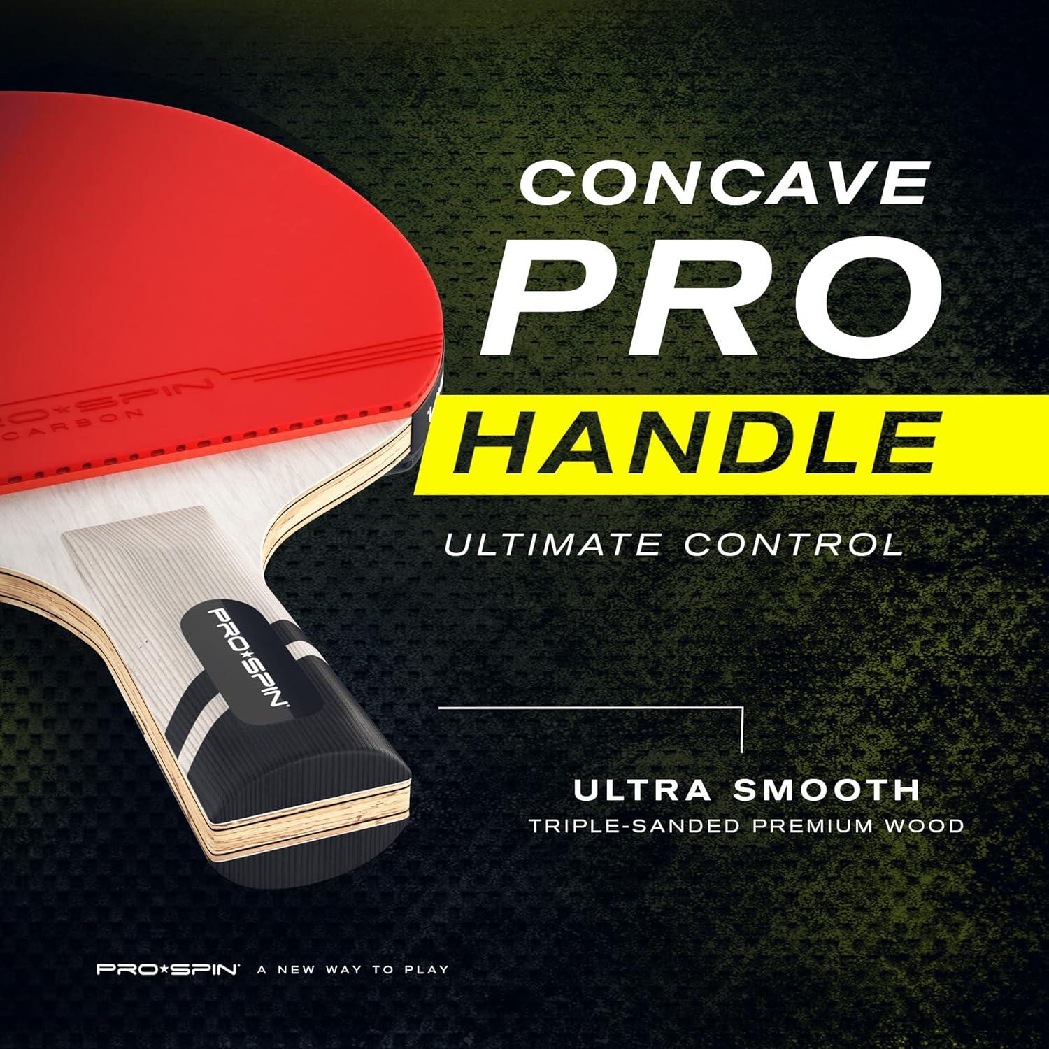 PRO-SPIN Ping Pong Paddle with Carbon Fiber, Penhold Grip, Performance-Level Table Tennis Racket