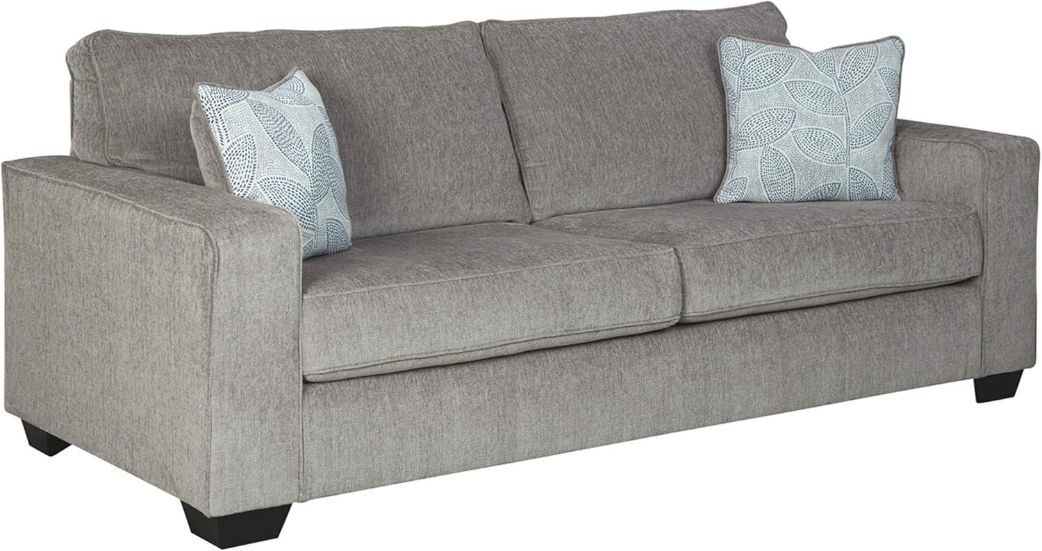 Altari 85" Gray Chenille Stationary Sofa with Accent Pillows