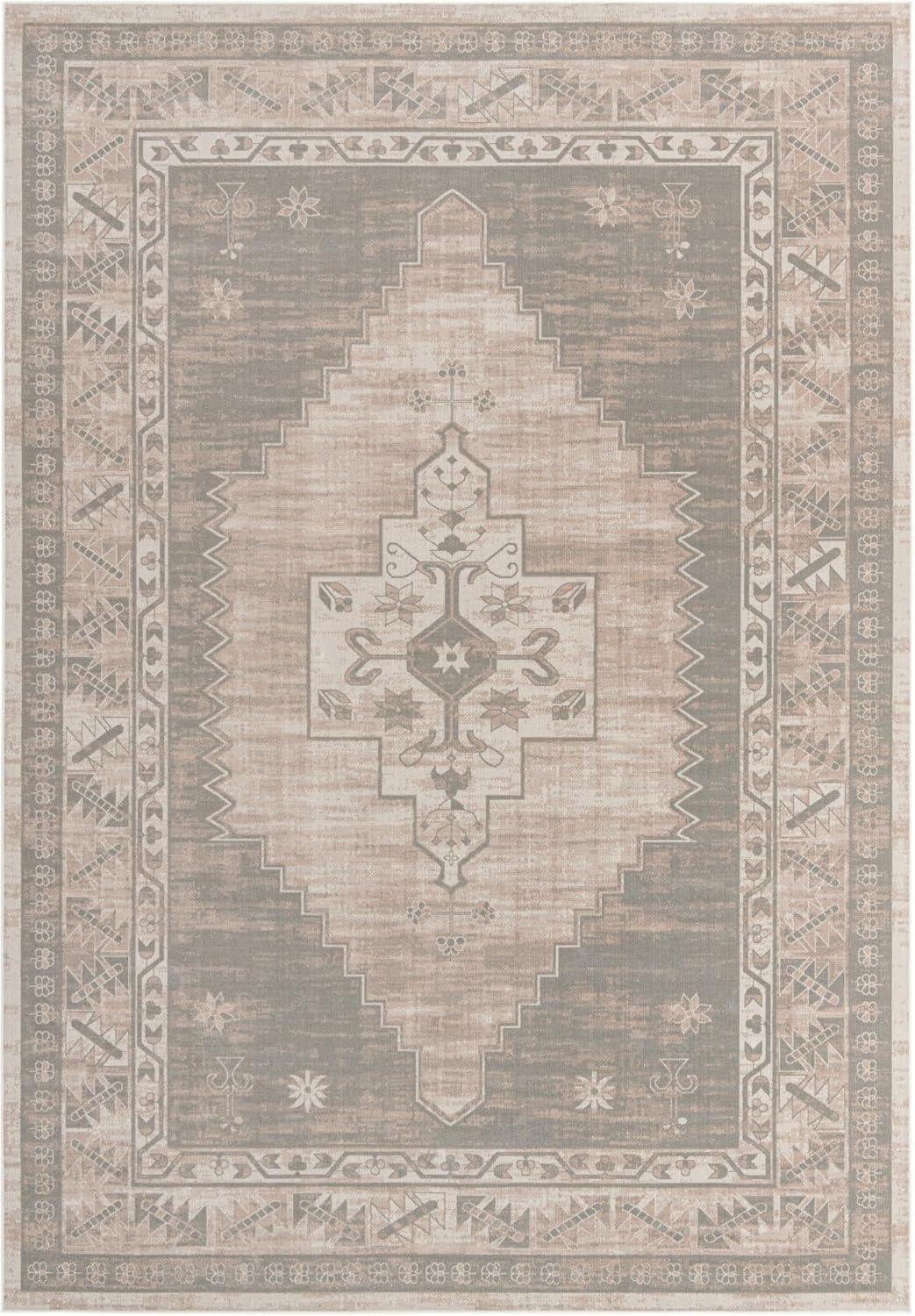 Mink Medallion 10' x 14' Easy-Care Synthetic Area Rug