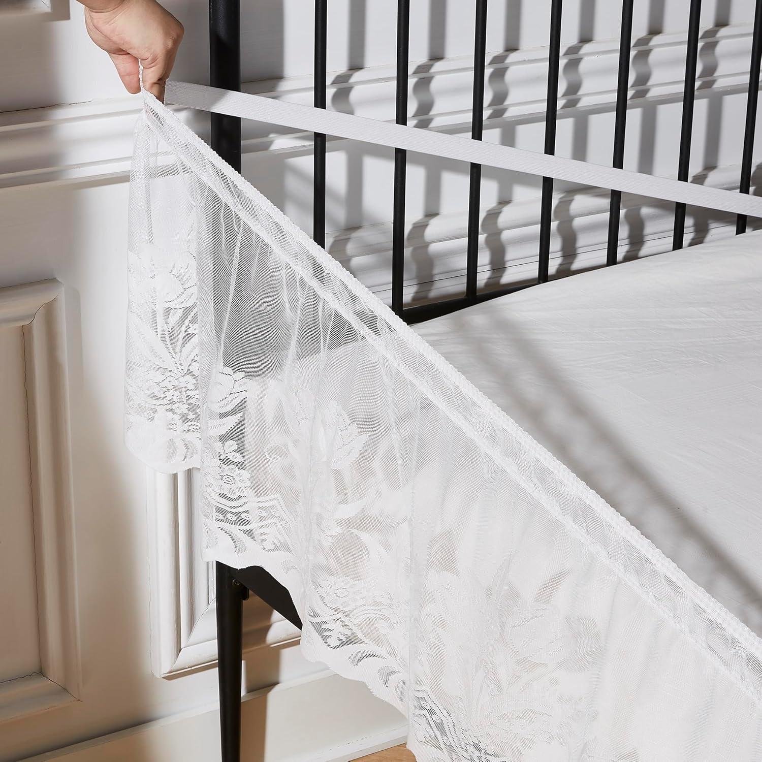 White Lace Queen Size Polyester Bed Skirt