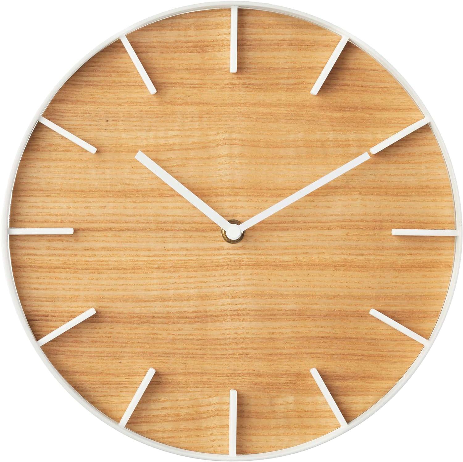 Rin Yamazaki Home Wall Clock, Modern Wood Home Decoration, Steel + Wood, Step Motion Second