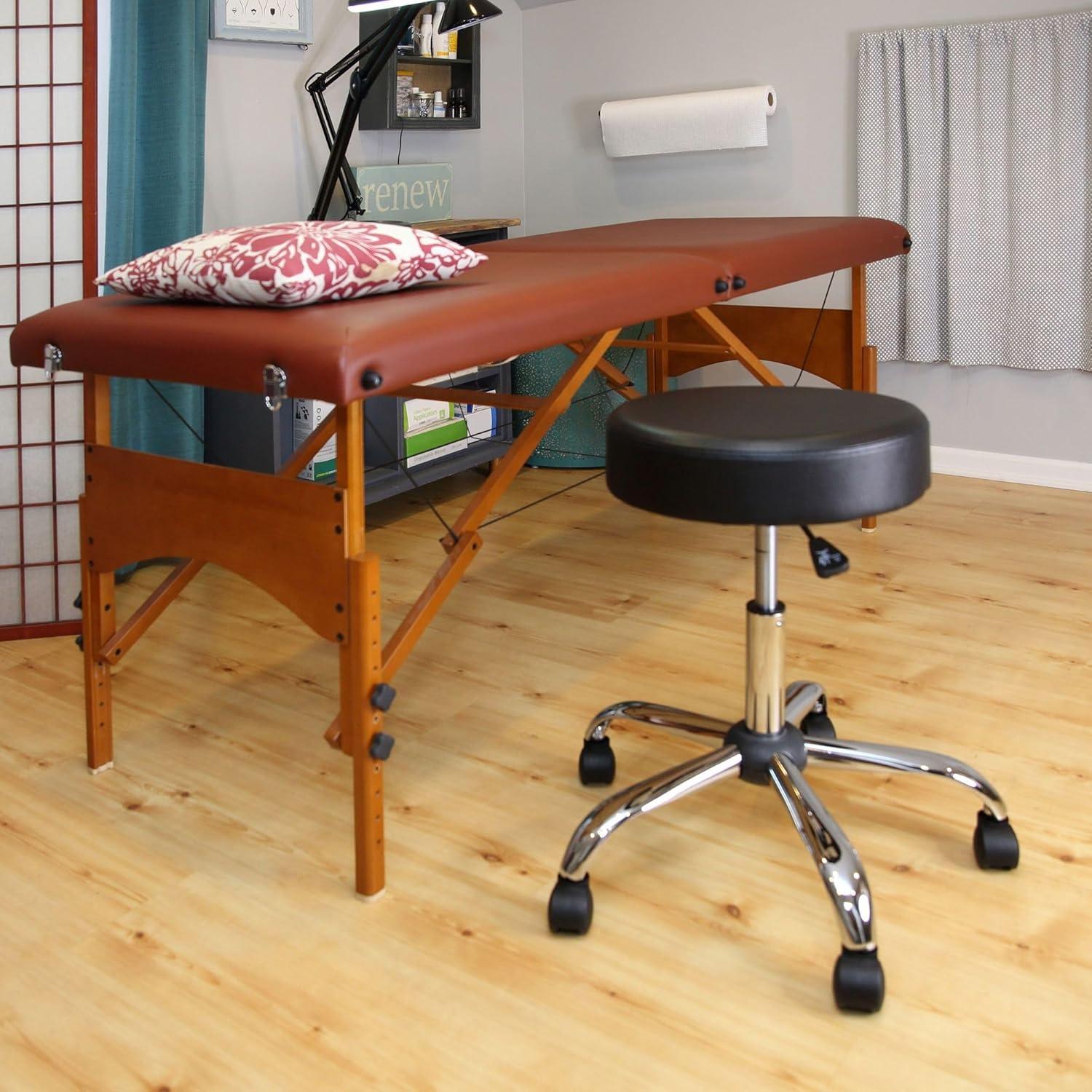 Adjustable Height Black Metal Backless Lab Stool