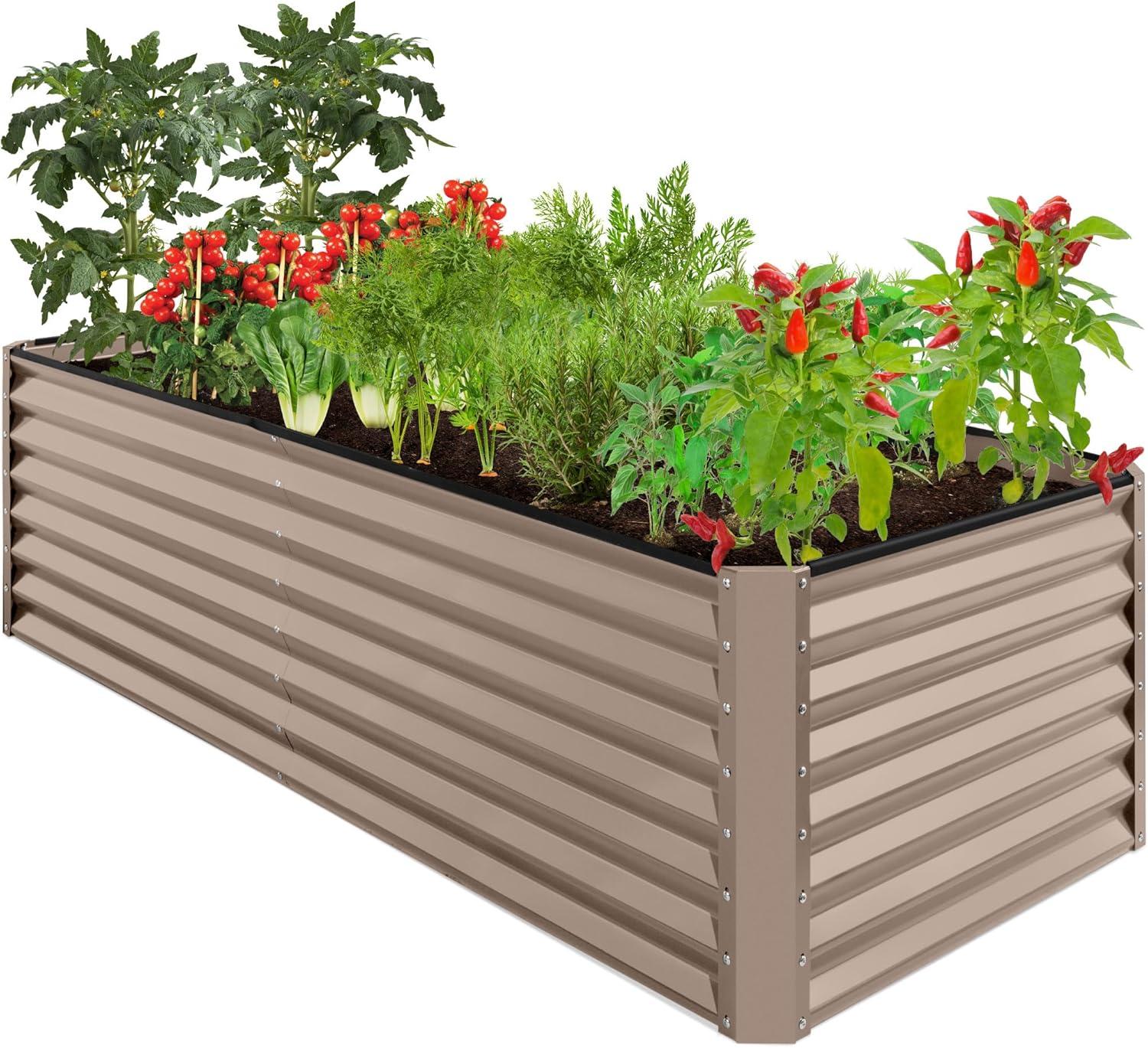Arlmont & Co. Rosonda 8x4x2ft Outdoor Metal Raised Garden Bed, Planter Box for Vegetables, Flowers, Herbs