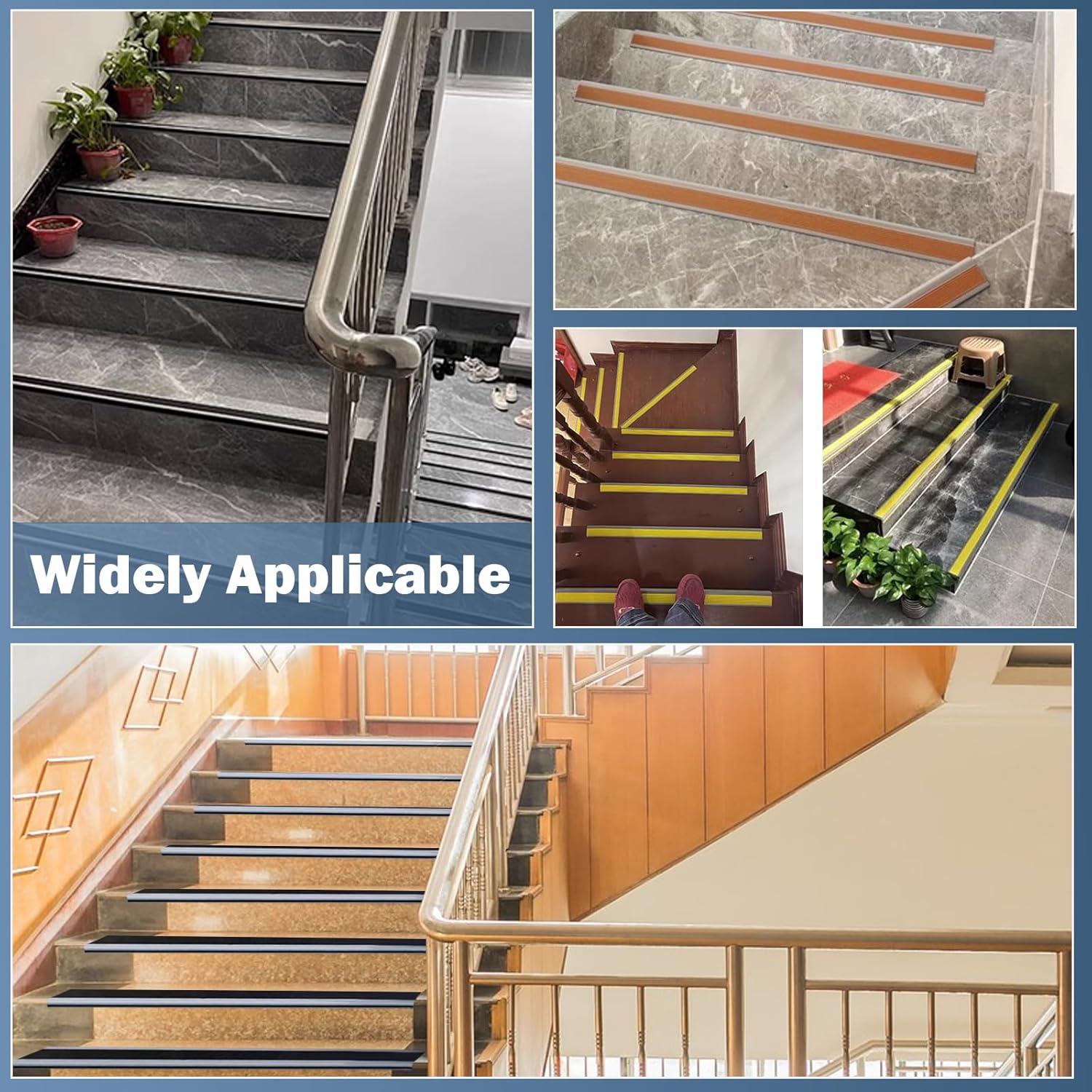 Vinyl Stair Nosing Stair Edge Protector Step Edge Trim Rubber Stair Edging Stair Nose Easy to Install for Outdoor & Indoor (4Ft, Black)