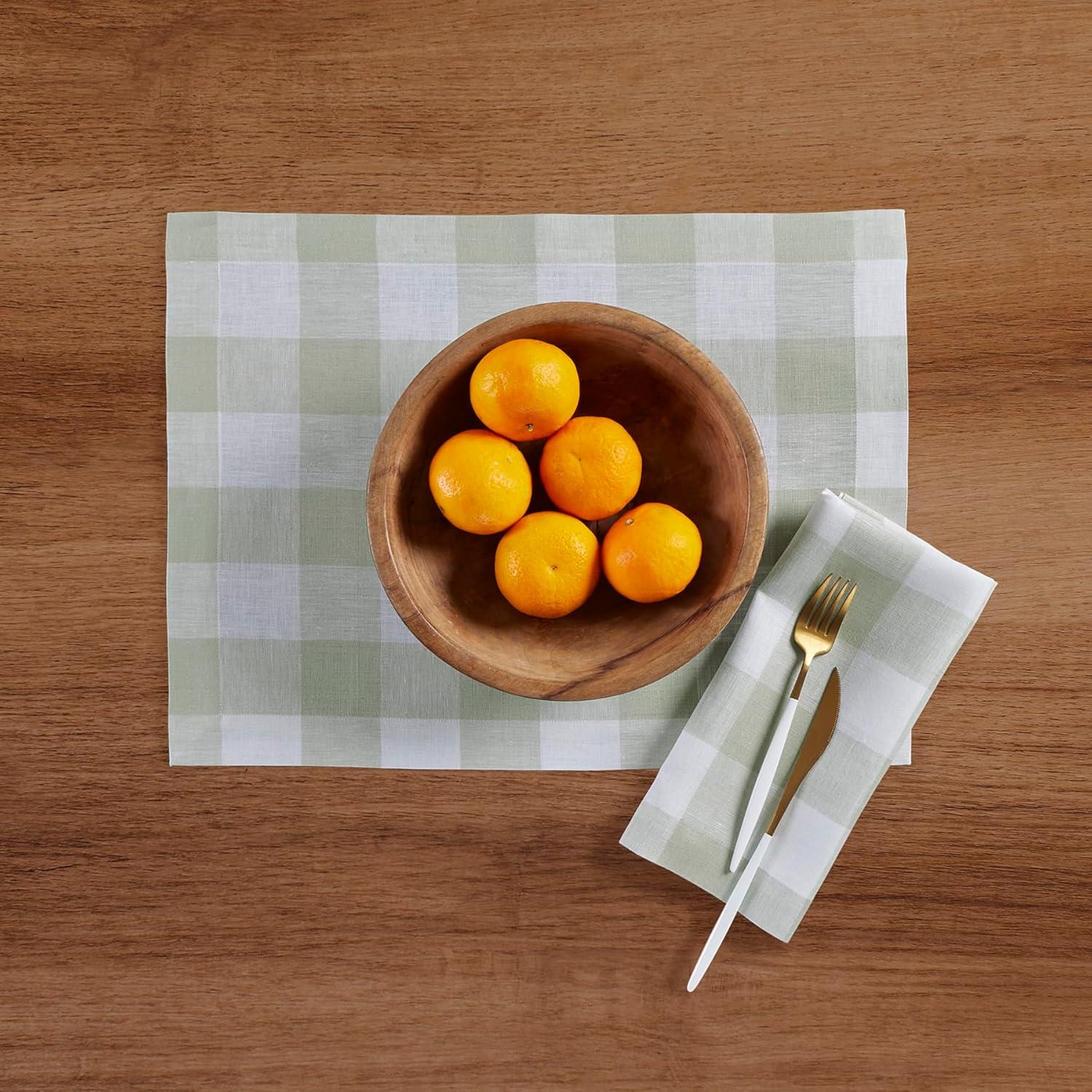 Buffalo Check - 100% Pure Linen Square Dinner Napkins (Set of 4)