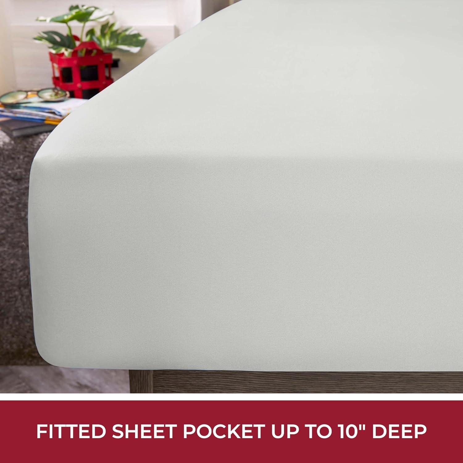 Mellanni RV Bedding Short Queen Camper Bunk Sheets, 10" Fitted Sheet, Short Queen, Light Gray