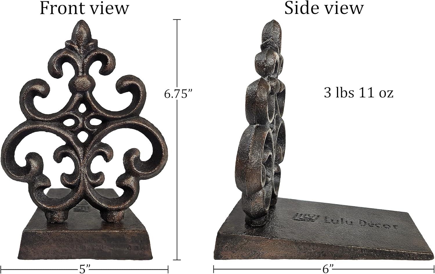 Lulu Decor, Cast Iron Fleur De Lis Door Stop, Door Stopper (LB15BK1)