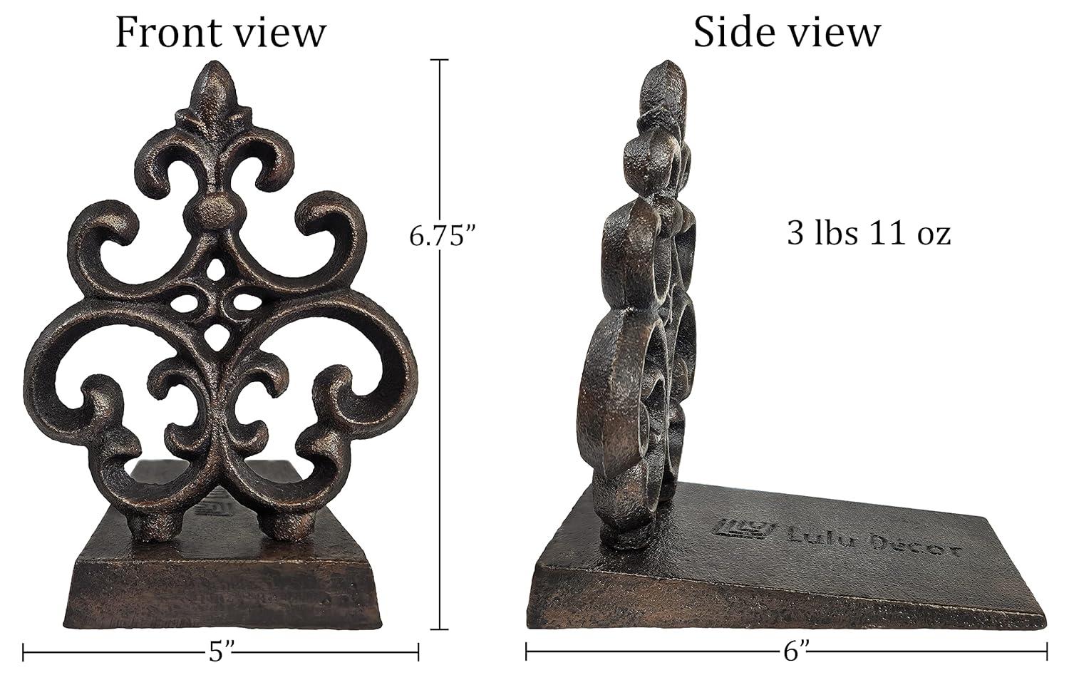 Lulu Decor, Cast Iron Fleur De Lis Door Stop, Door Stopper (LB15BK1)