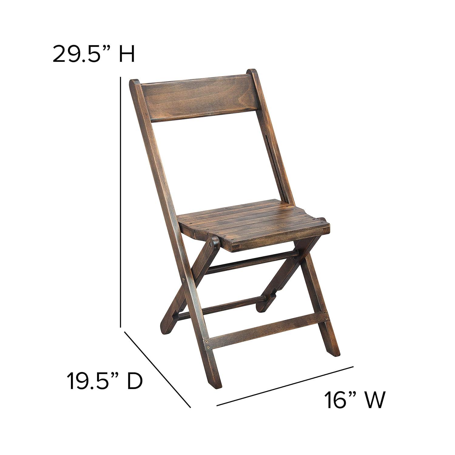 Flash Furniture Slatted Wood Folding Special Event Chair - Antique Black, Set of 4