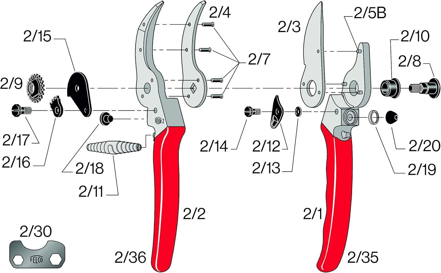 Felco F2 Standard Right Handed Pruning Shears, 8.5"