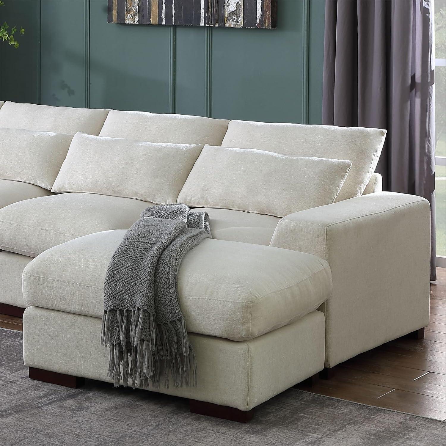 Biaggio Linen Blend Sectional with 2 Ottomans,Sectional Couch