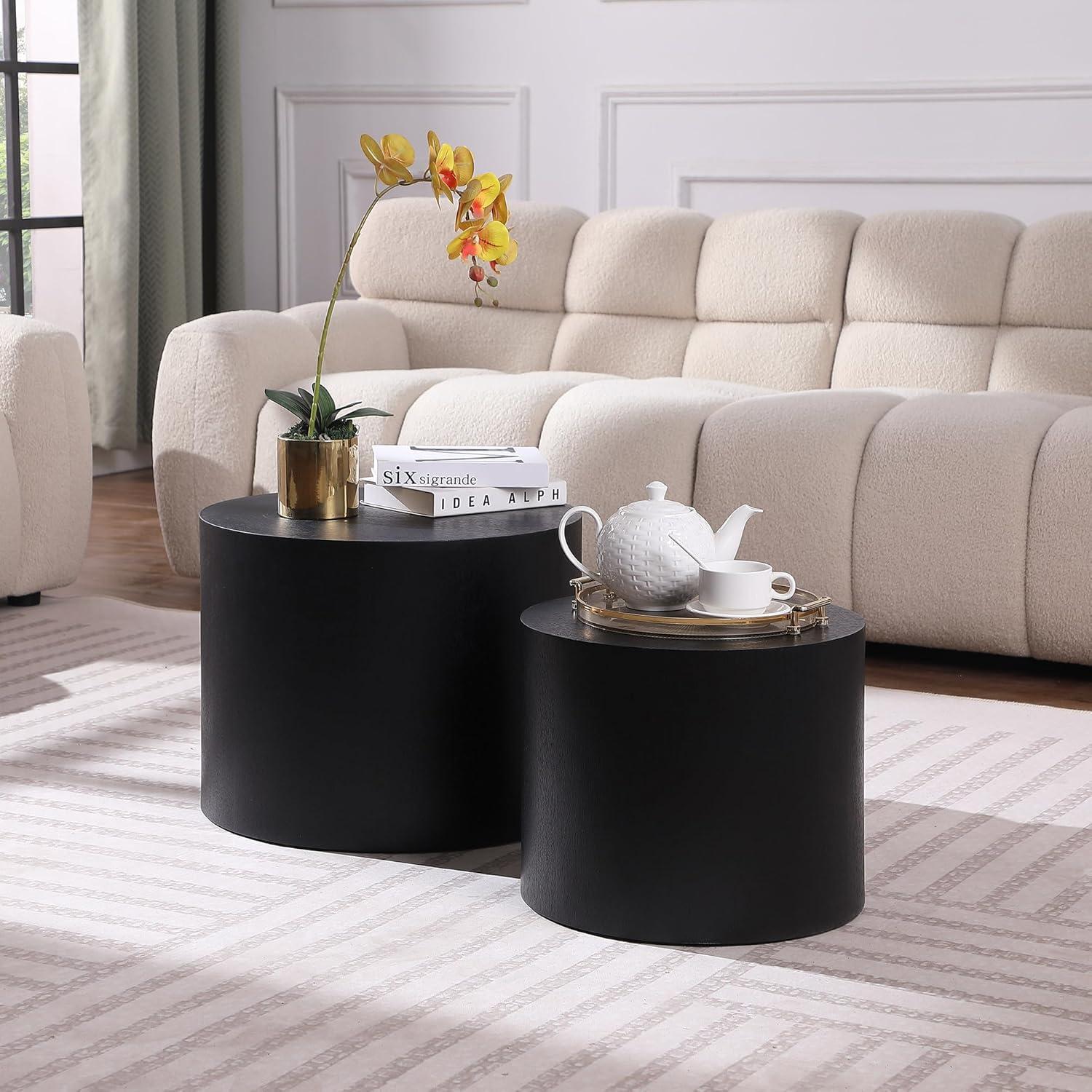 Gracie Oaks MDF With Veneer Side Table/Coffee Table/End Table/Nesting Table Set Of 2 For Living Room,Office,Bedroom