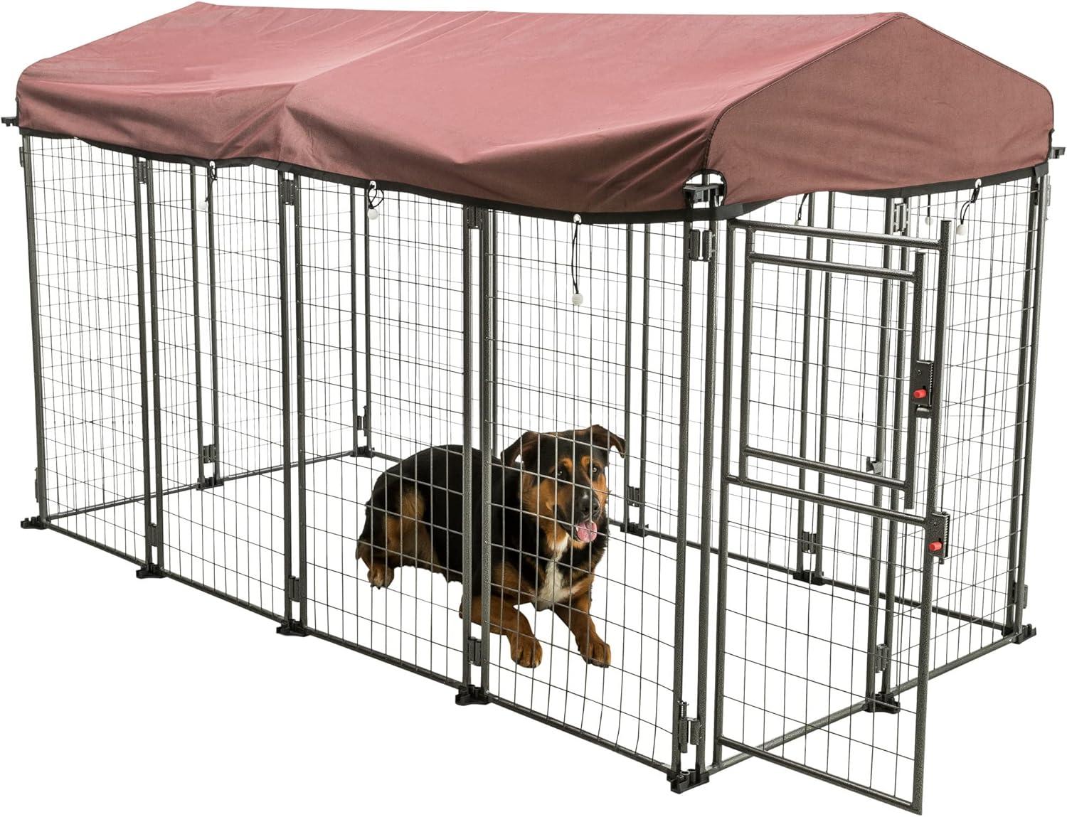 TRIXIE Deluxe XXL Expandable Metal Dog Kennel with Cover, 8x4' Wide