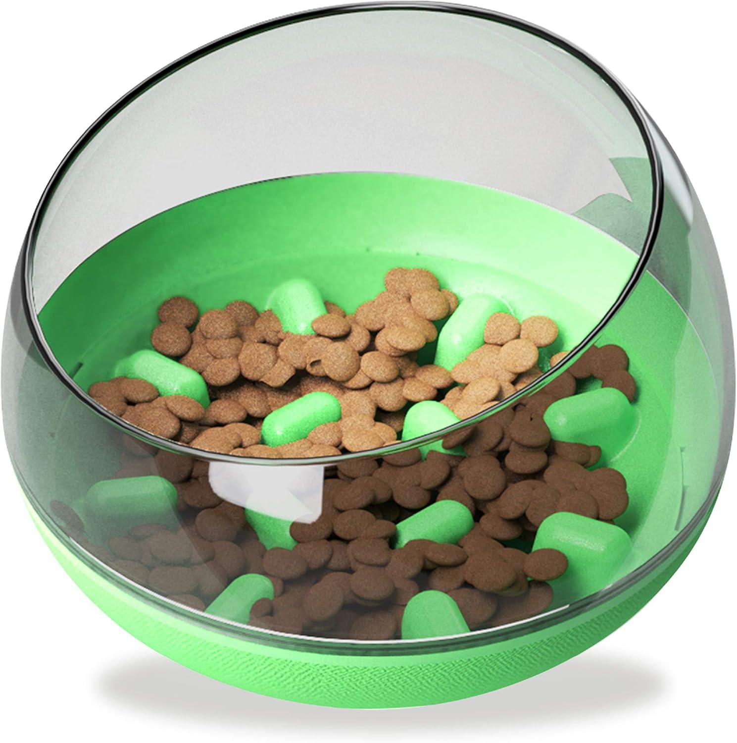 ANYPET Slow Feeder Bowl for Small Medium Dogs Cats, No-Spill Large Capacity Interactive Feeder, Green (APF03G)