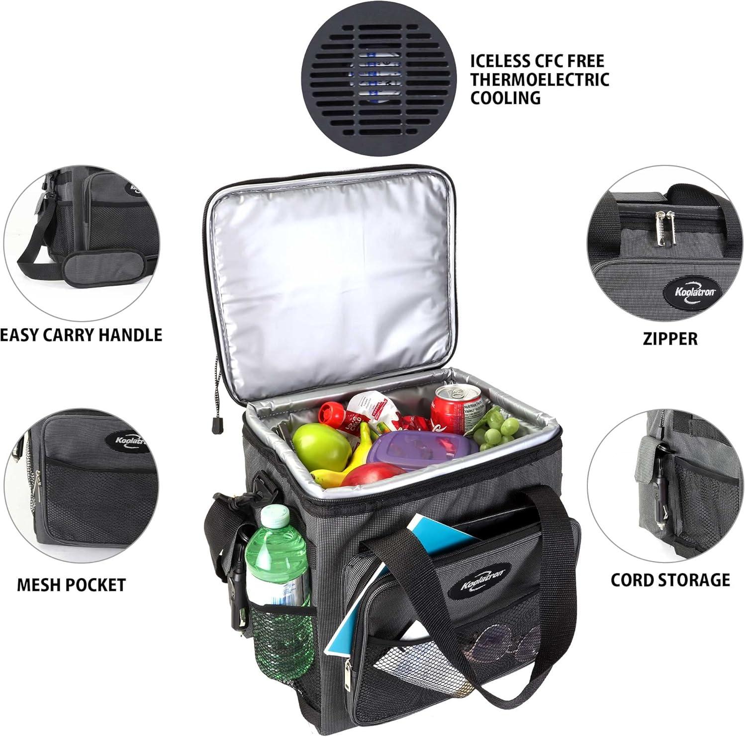 Black Electric Insulated Cooler Bag with Adjustable Strap