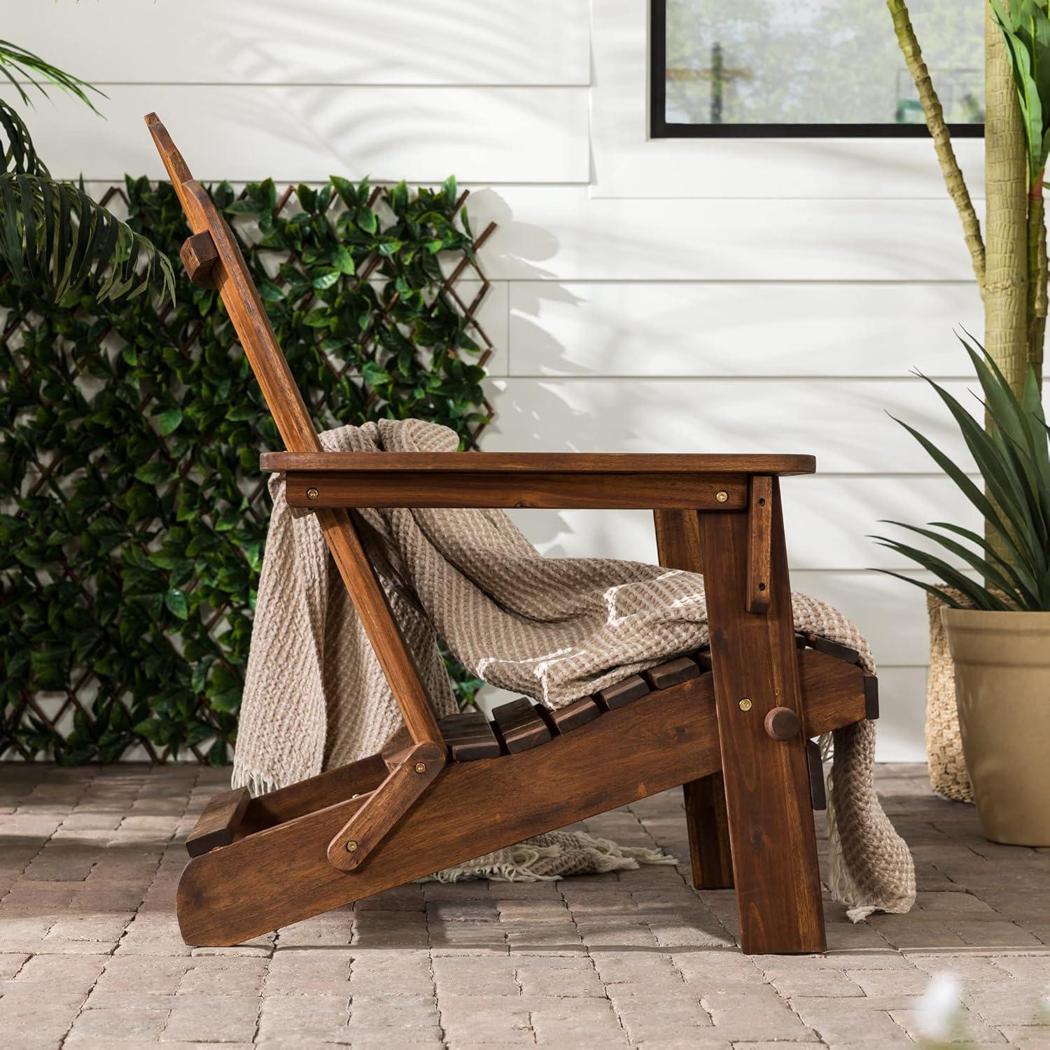 Dark Brown Acacia Wood Foldable Adirondack Outdoor Chair
