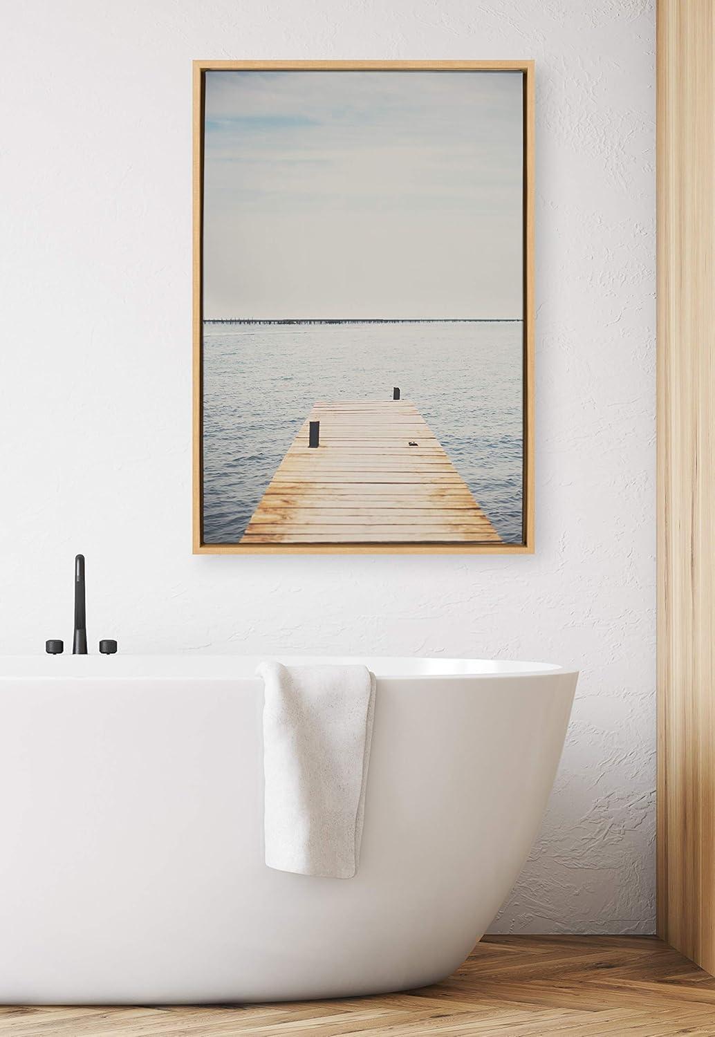 23" x 33" Sylvie Standing on the Dock Framed Canvas by Laura Evans Natural - Kate & Laurel All Things Decor