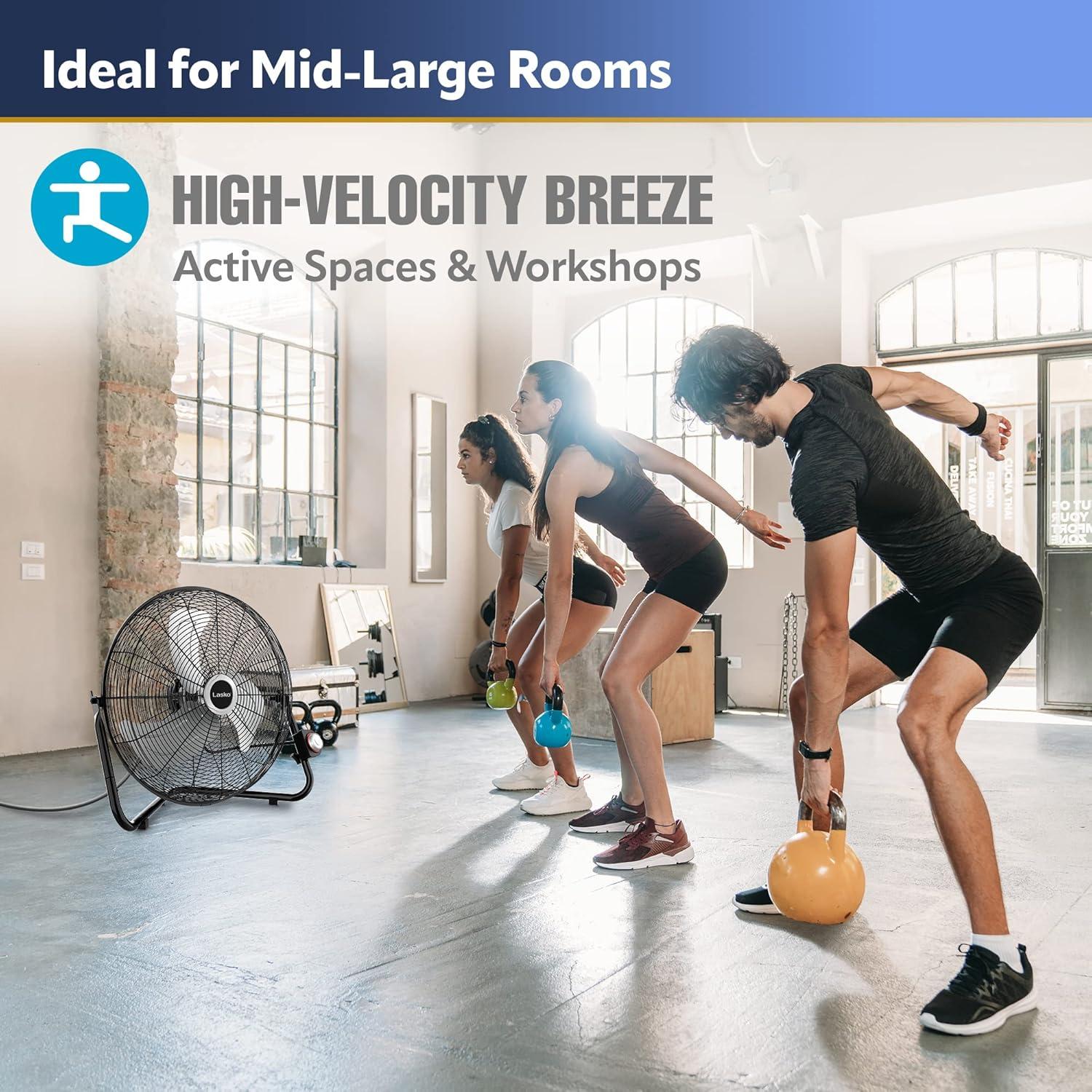 Lasko QuickMount 20" 3-Speed Max Performance High Velocity Wall Mounted Floor Fan, 2264QM