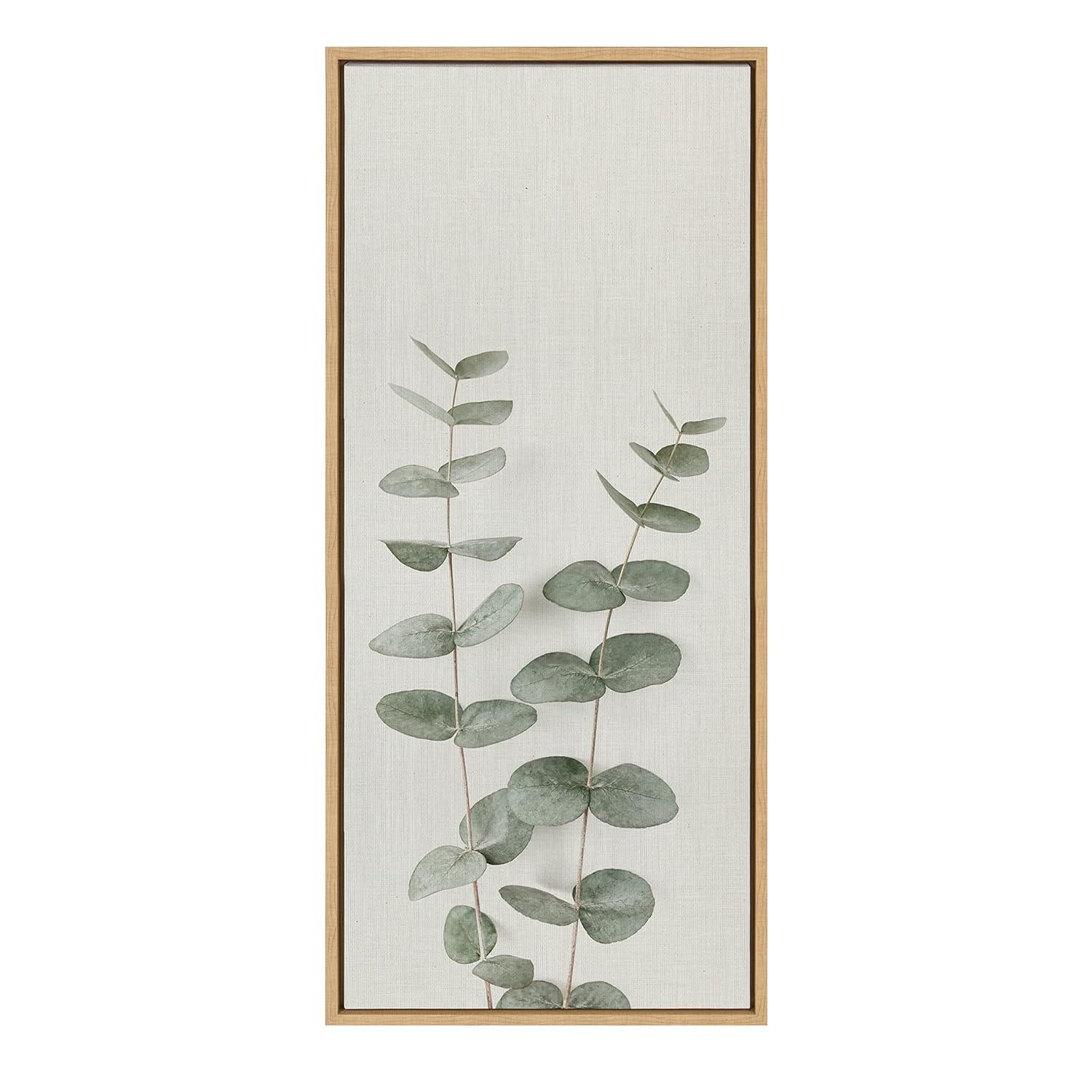 Kate and Laurel Sylvie Eucalyptus Botanical II Framed Canvas by The Creative Bunch Studio, 18x40, Natural