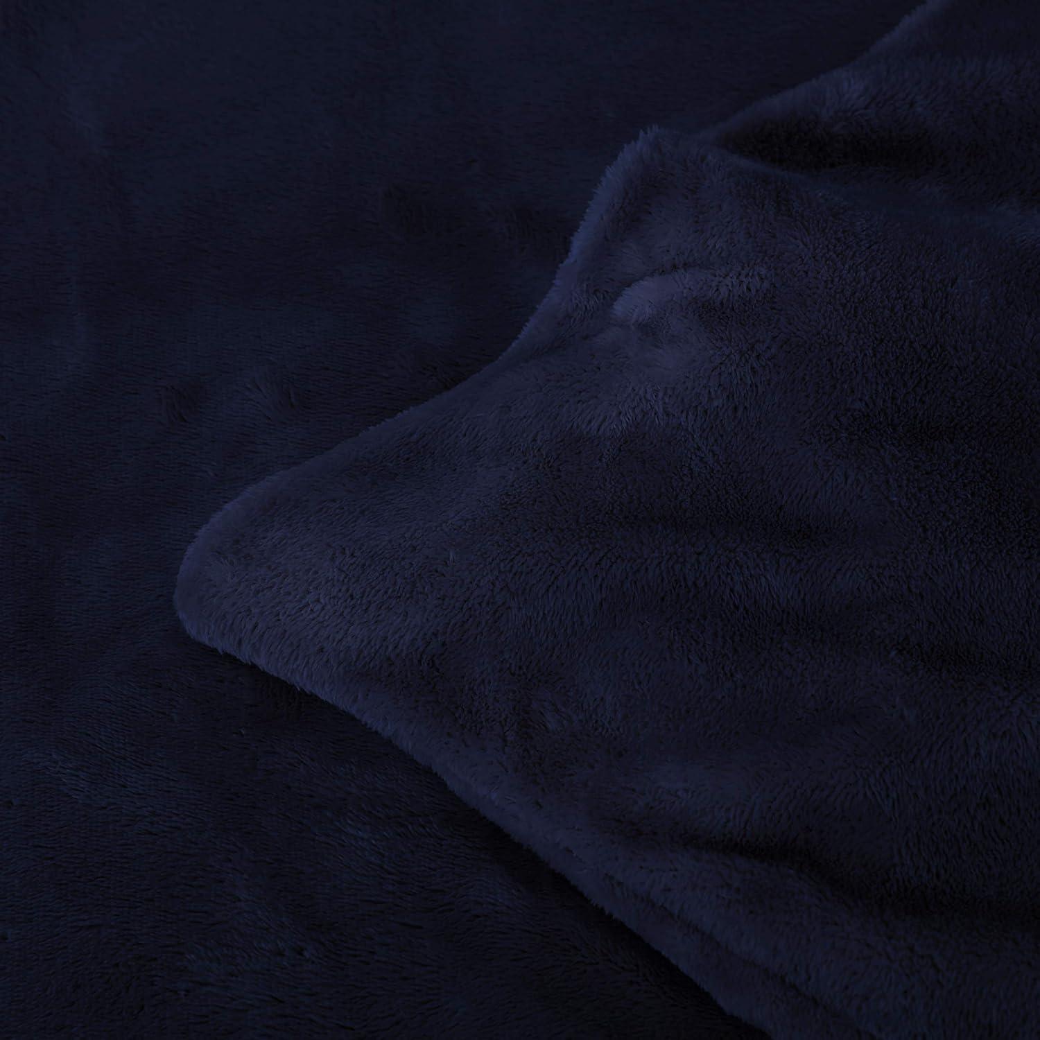 Navy Plush 15lb Weighted Blanket with Removable Cover