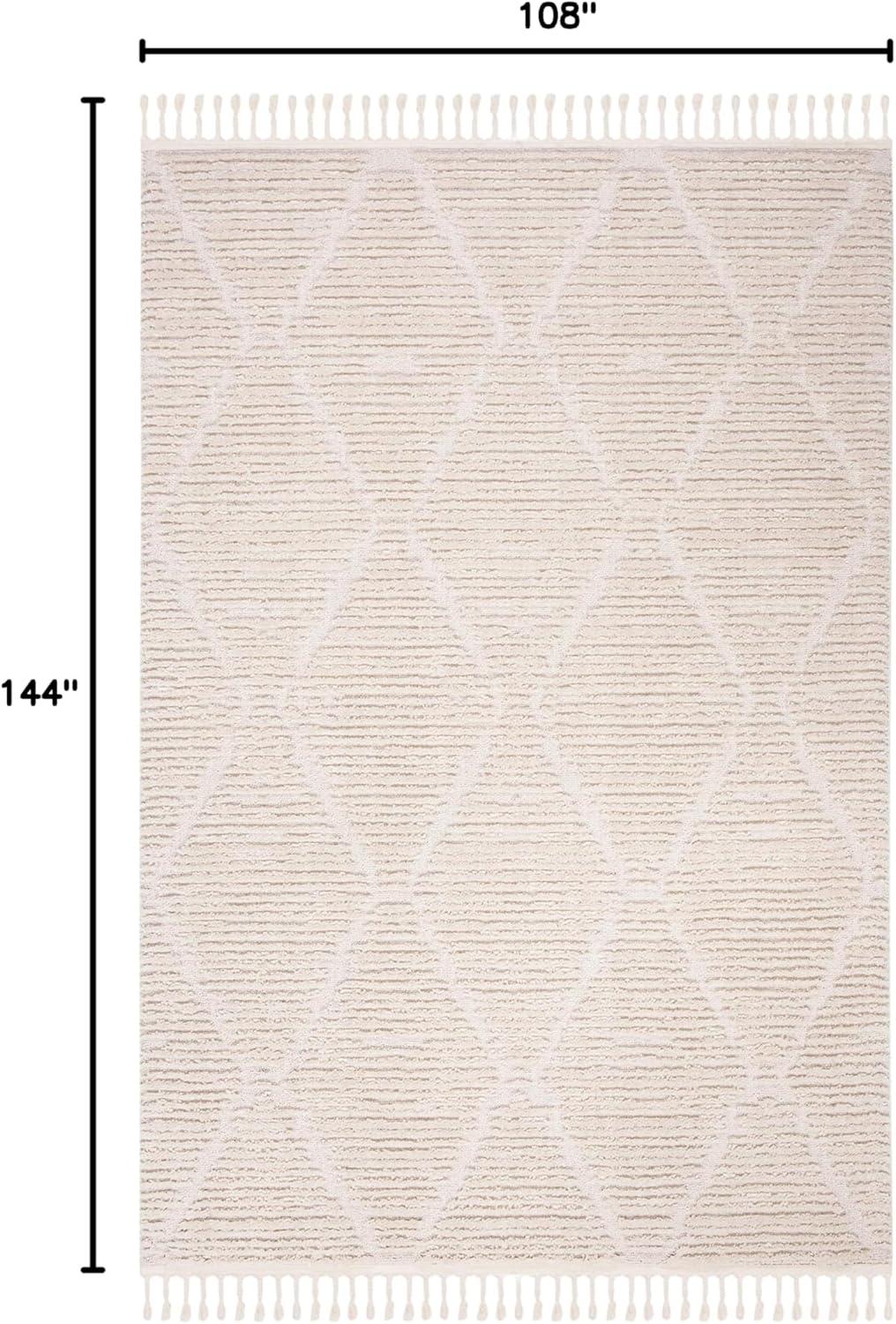 SAFAVIEH Marrakesh Naila Geometric Trellis Polyester Area Rug, Beige, 9' x 12'