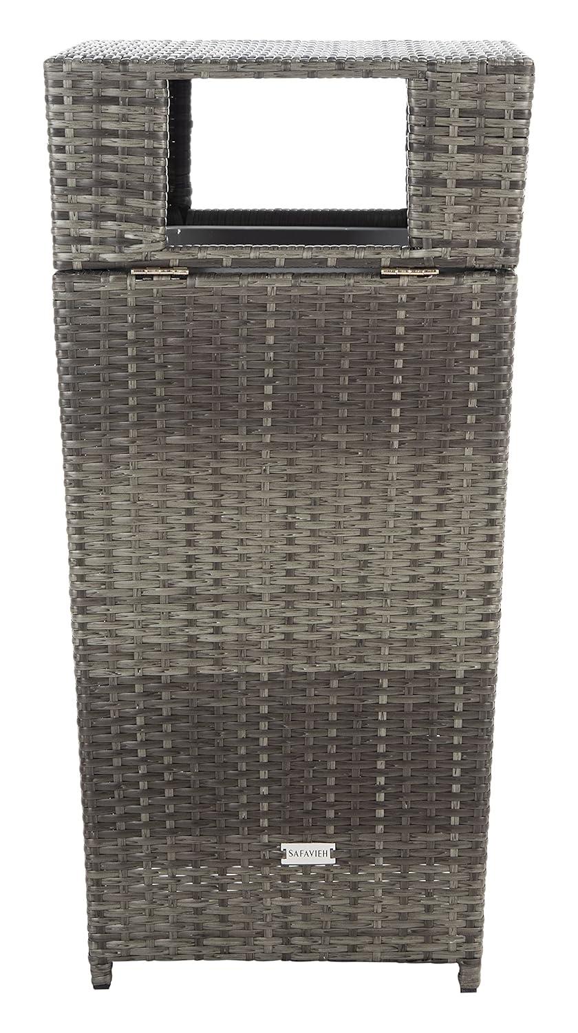 Mazeli Outdoor Trash Can - Grey Brown - Safavieh