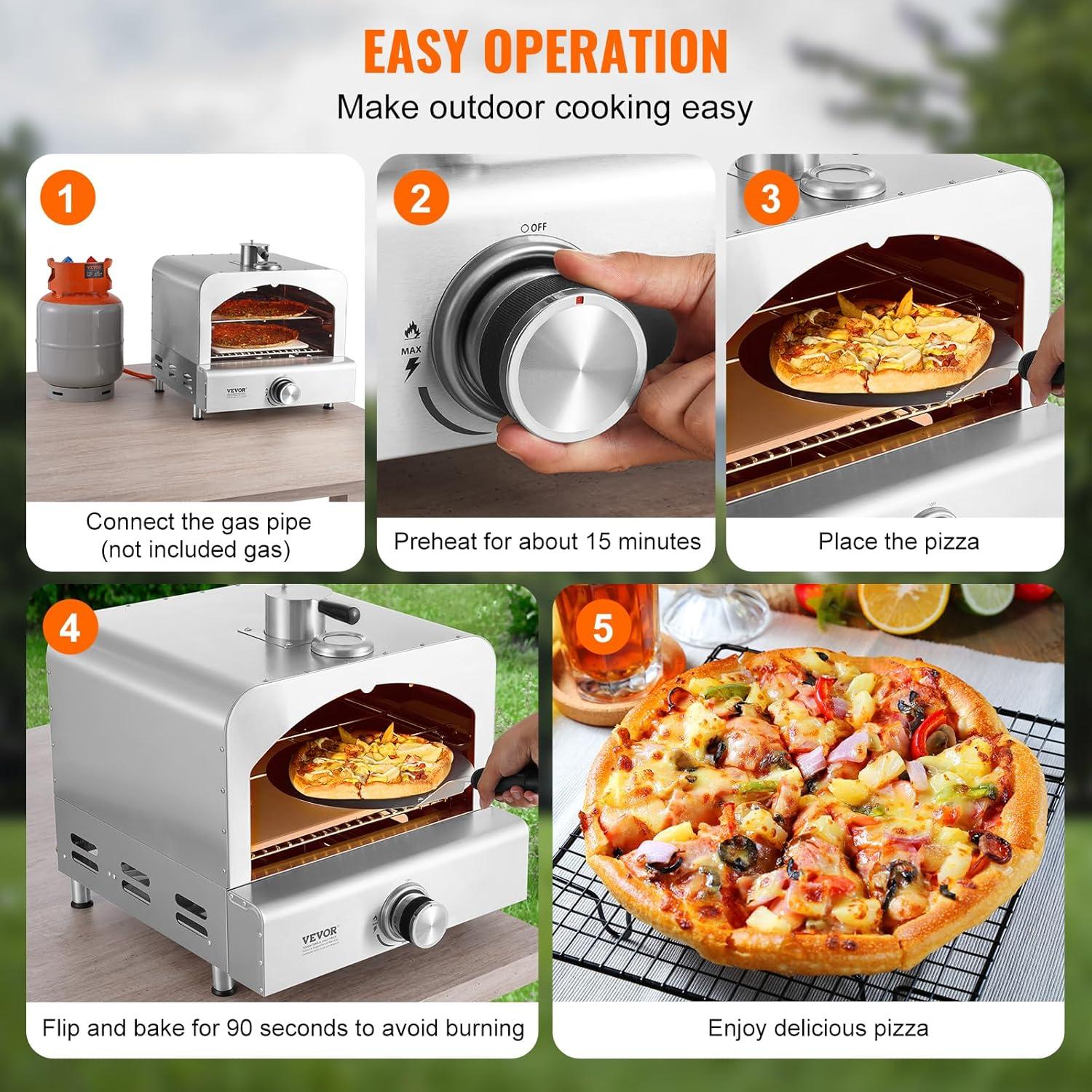 Portable Stainless Steel Gas Outdoor Pizza Oven with Thermometer