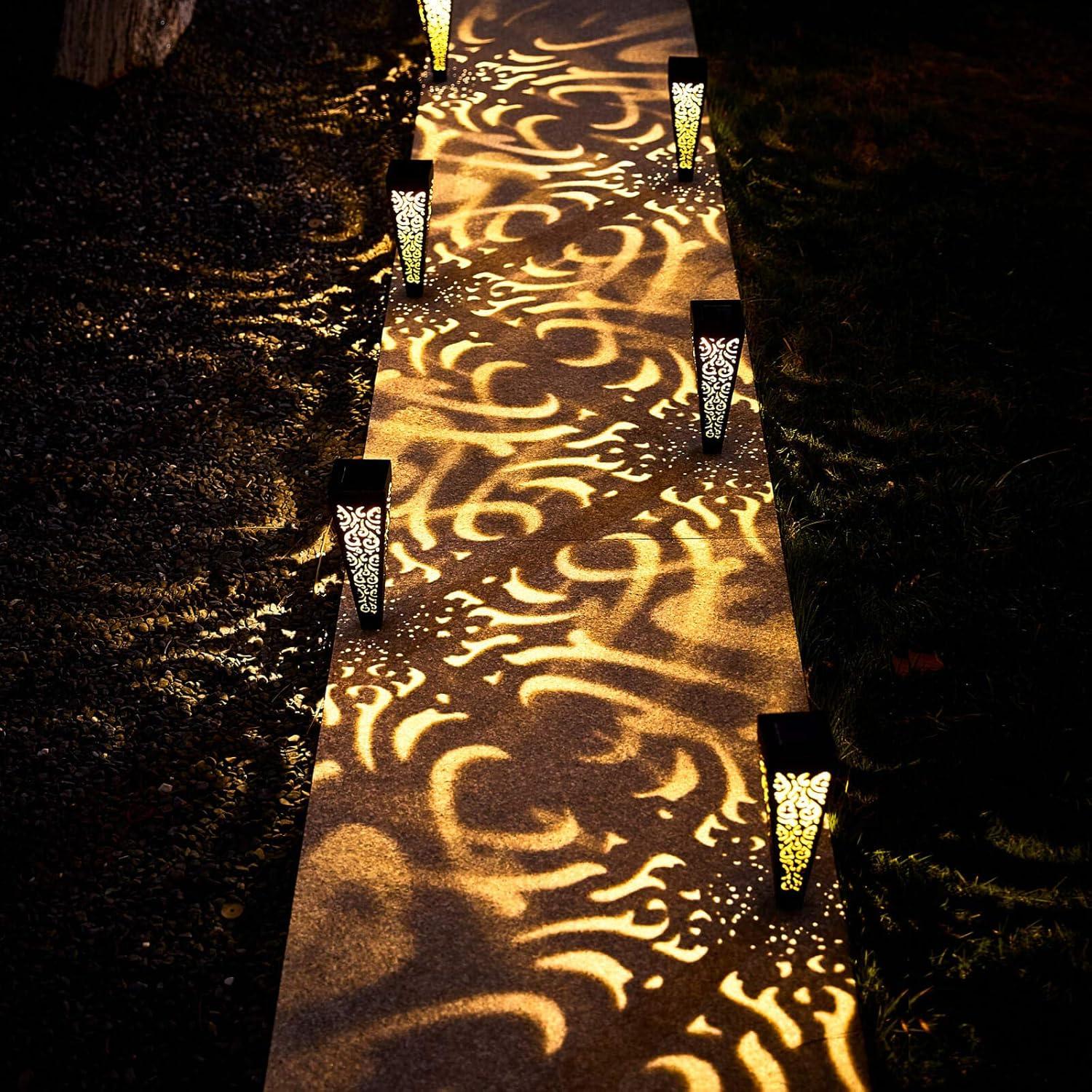 6Pcs Solar Pathway Garden Lights Outdoor Decorative Stakes, Waterproof LED Landscape Lighting for Lawn, Walkway, Patio, Yard (8 Lumens)