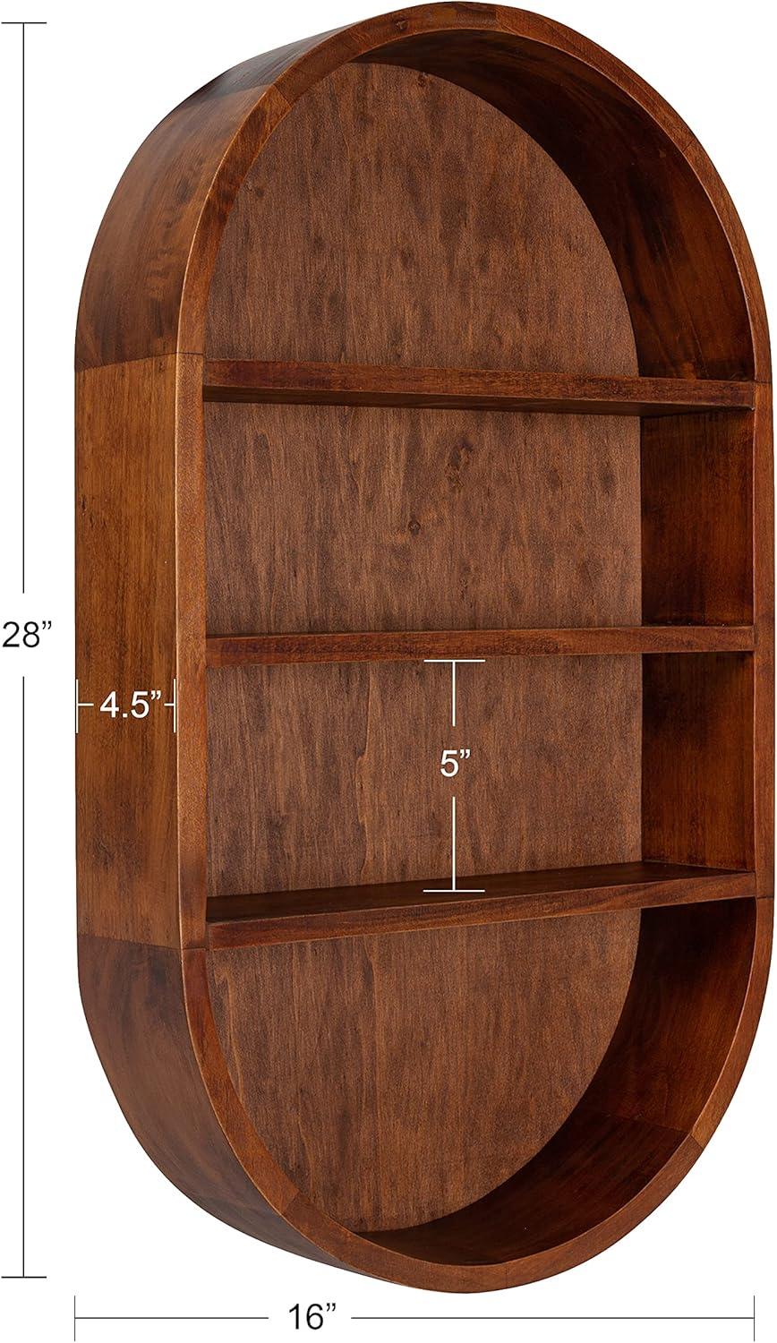 Minx Oval Solid Mango Wood Accent Wall Shelf