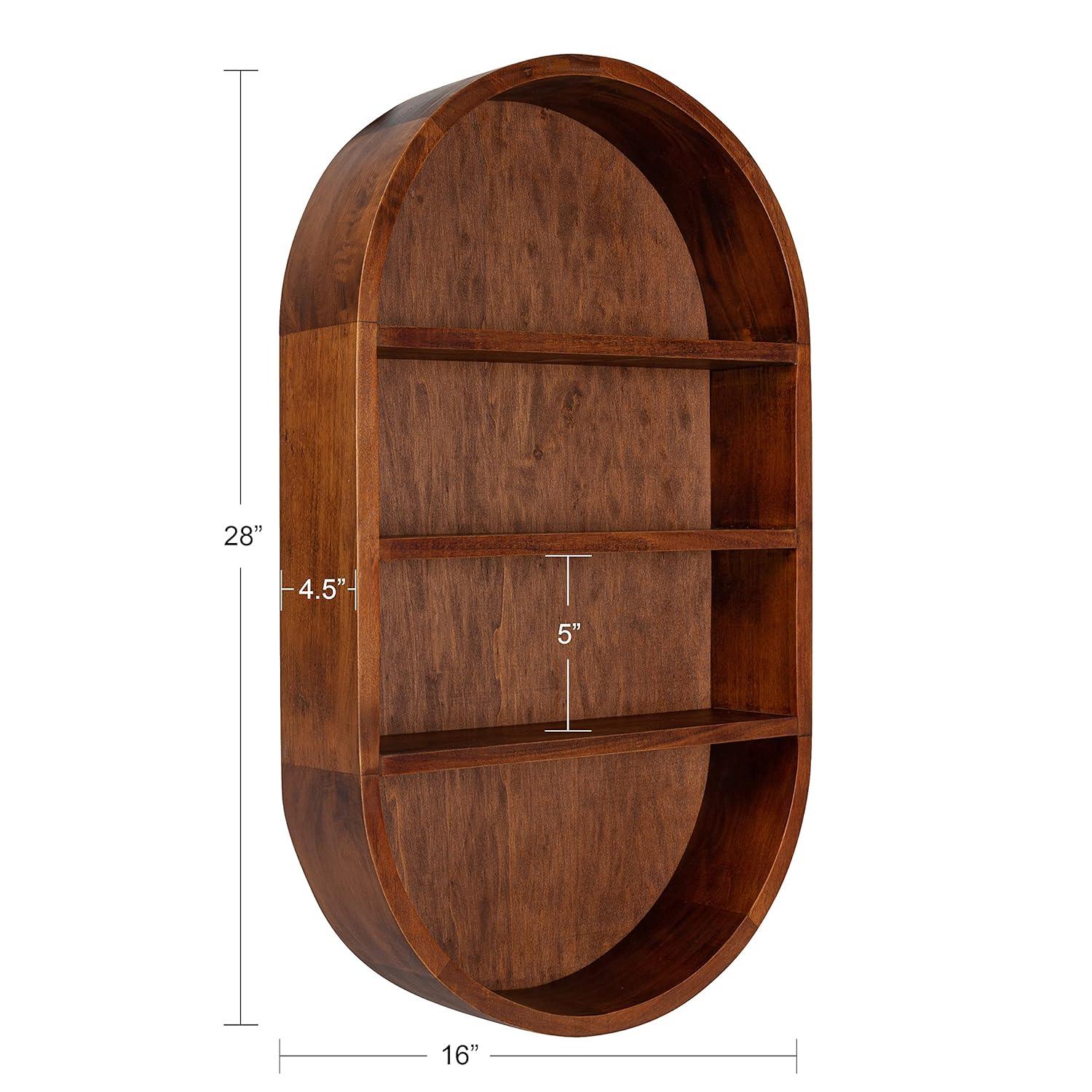 Minx Oval Solid Mango Wood Accent Wall Shelf