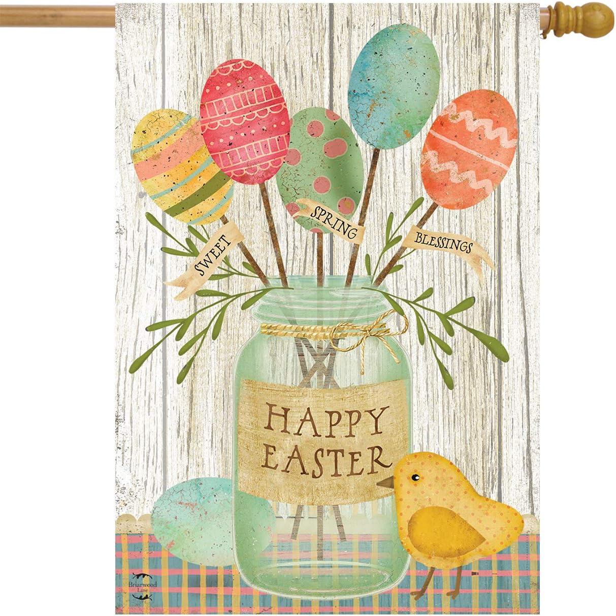 Spring Egg Bouquet Easter House Flag Primitive Chick 28" x 40" Briarwood Lane