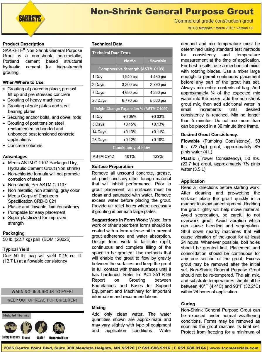 Sakrete Grout,50 lb,Pail,Gray 120025