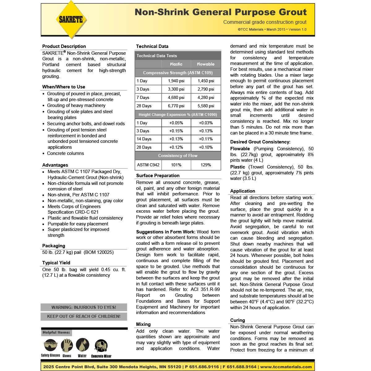 Sakrete Grout,50 lb,Pail,Gray 120025